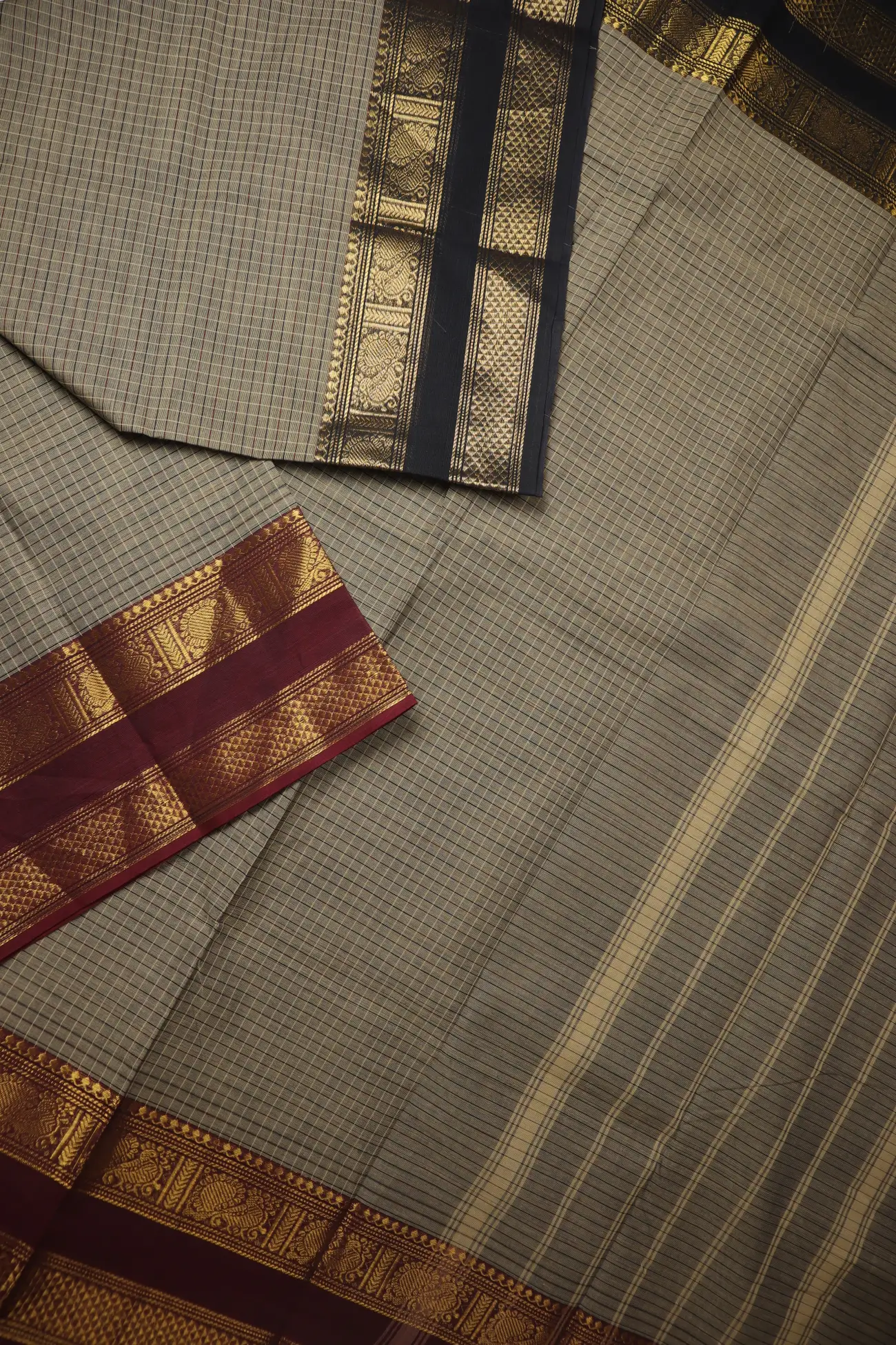 dim-gray-peacock-checked-saree-ck002794-c