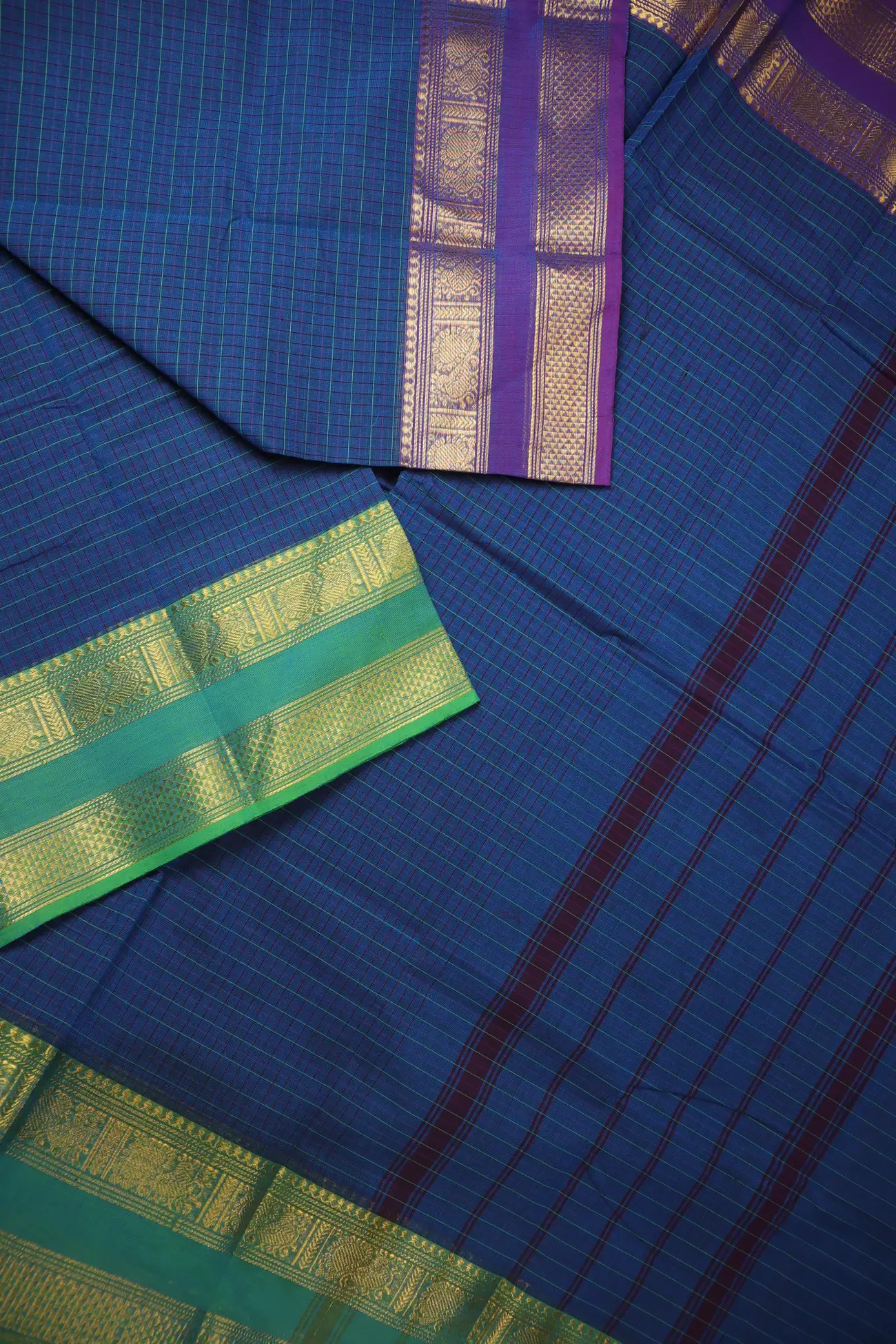 blue-peacock-checked-saree-ck002790-c