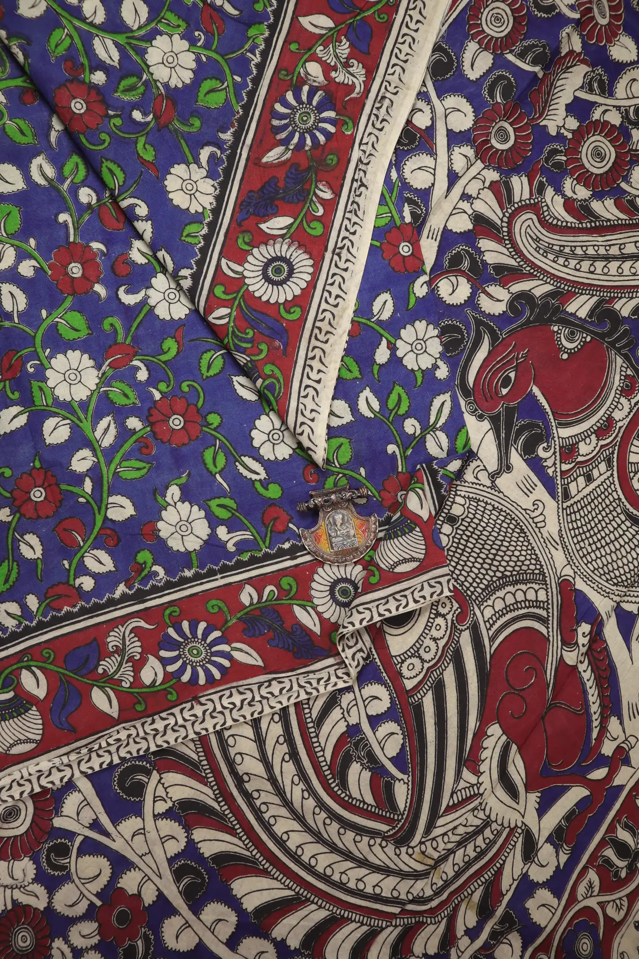 blue-flower-kalamkari-saree-kk001399-a