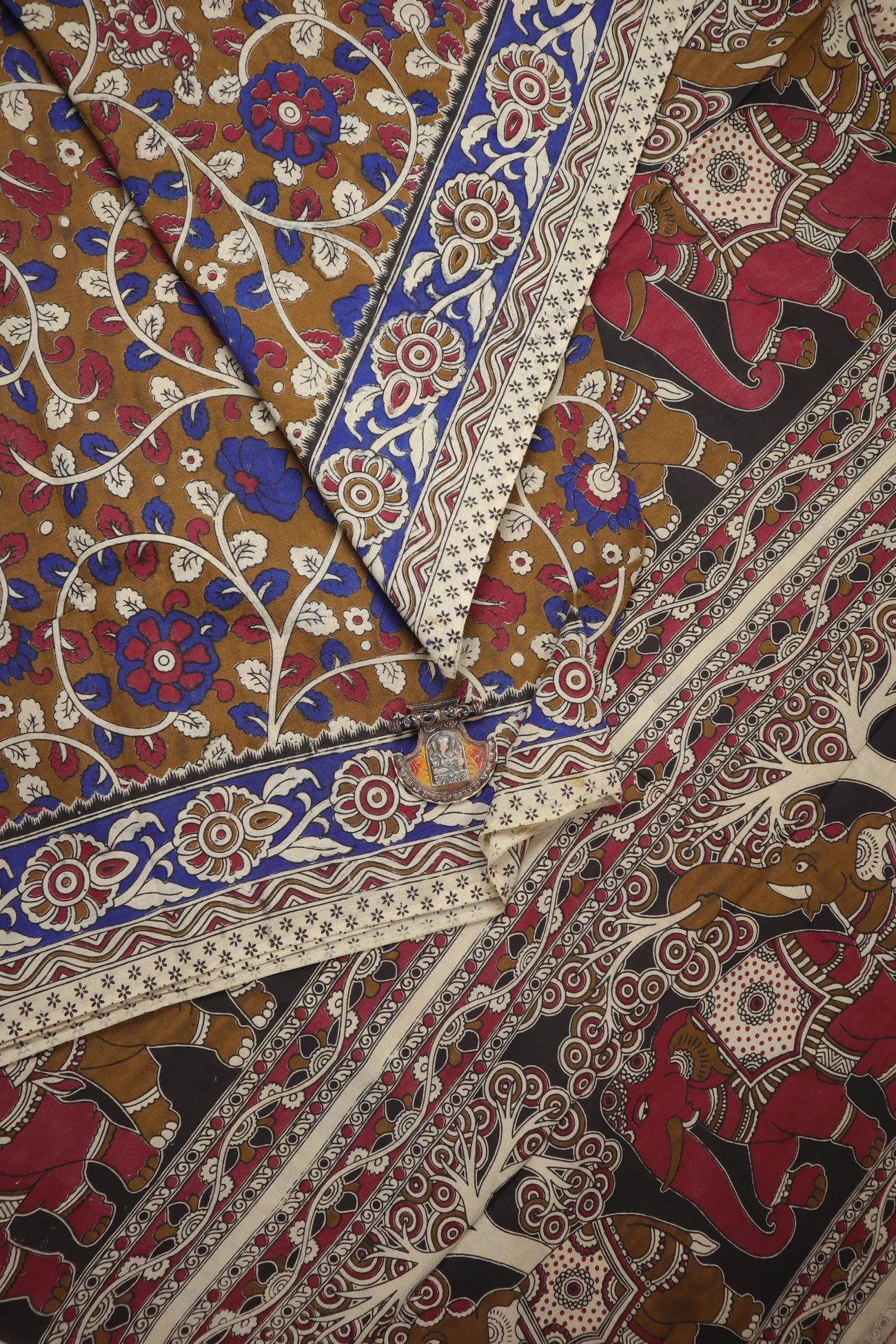 brown-flower-kalamkari-saree-kk001402-a