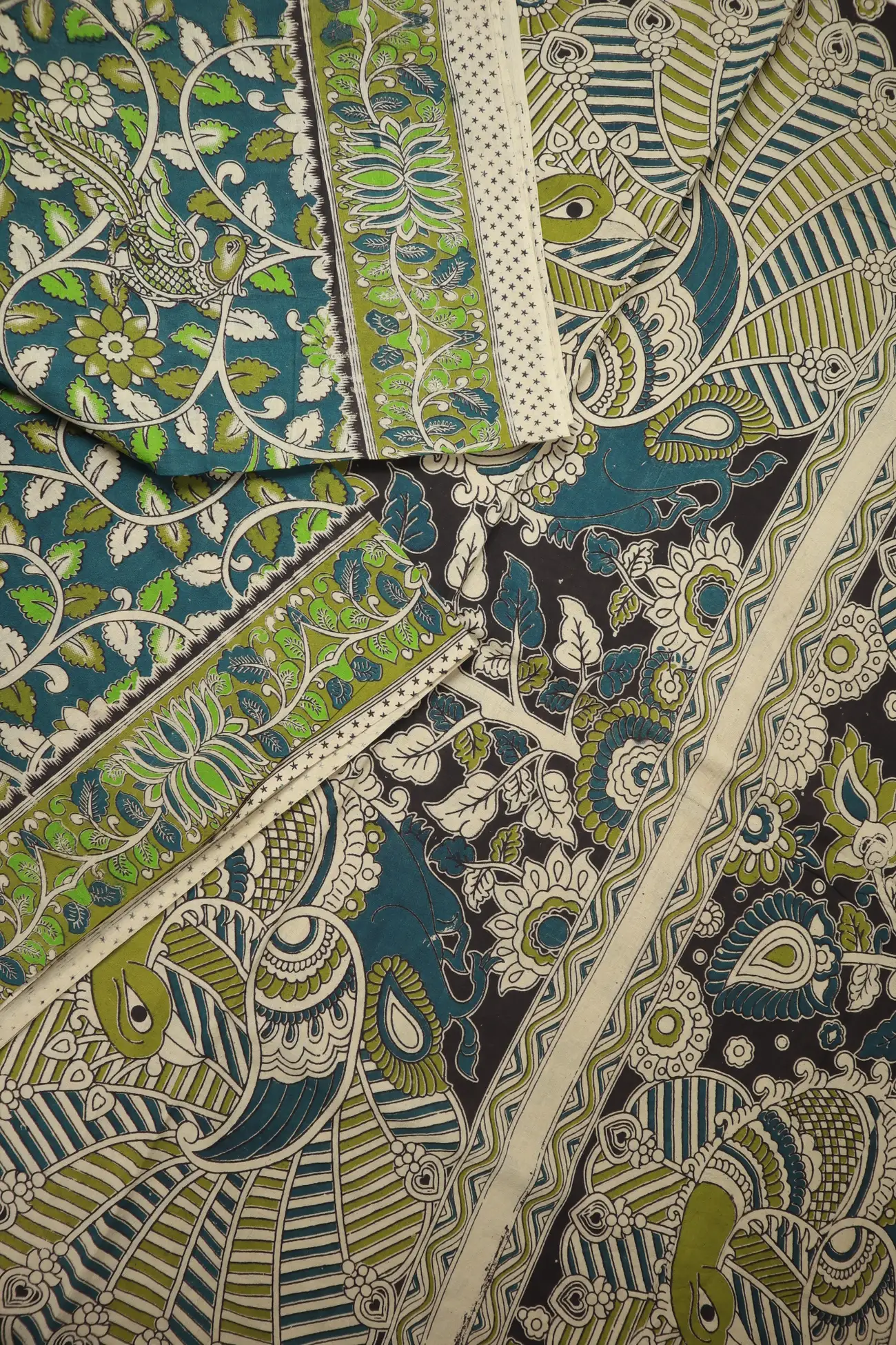 teal-flower-kalamkari-saree-kk001293-b