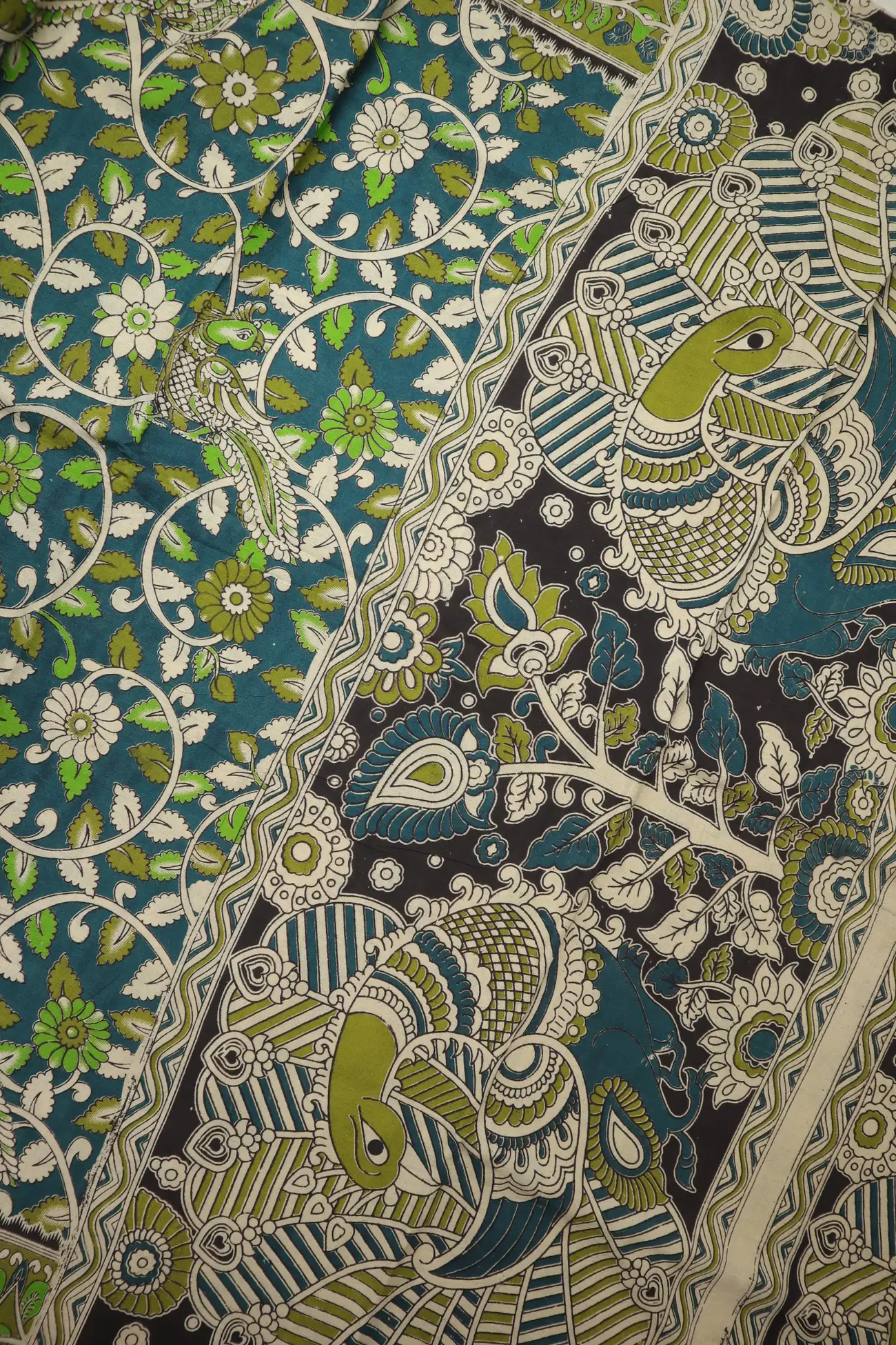 teal-flower-kalamkari-saree-kk001293-c