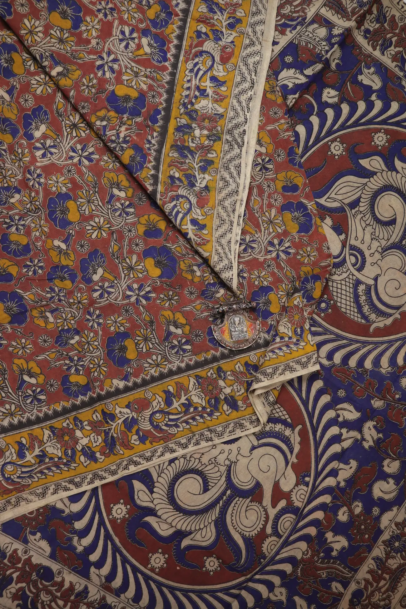 dark-maroon-flower-kalamkari-saree-kk001374-a