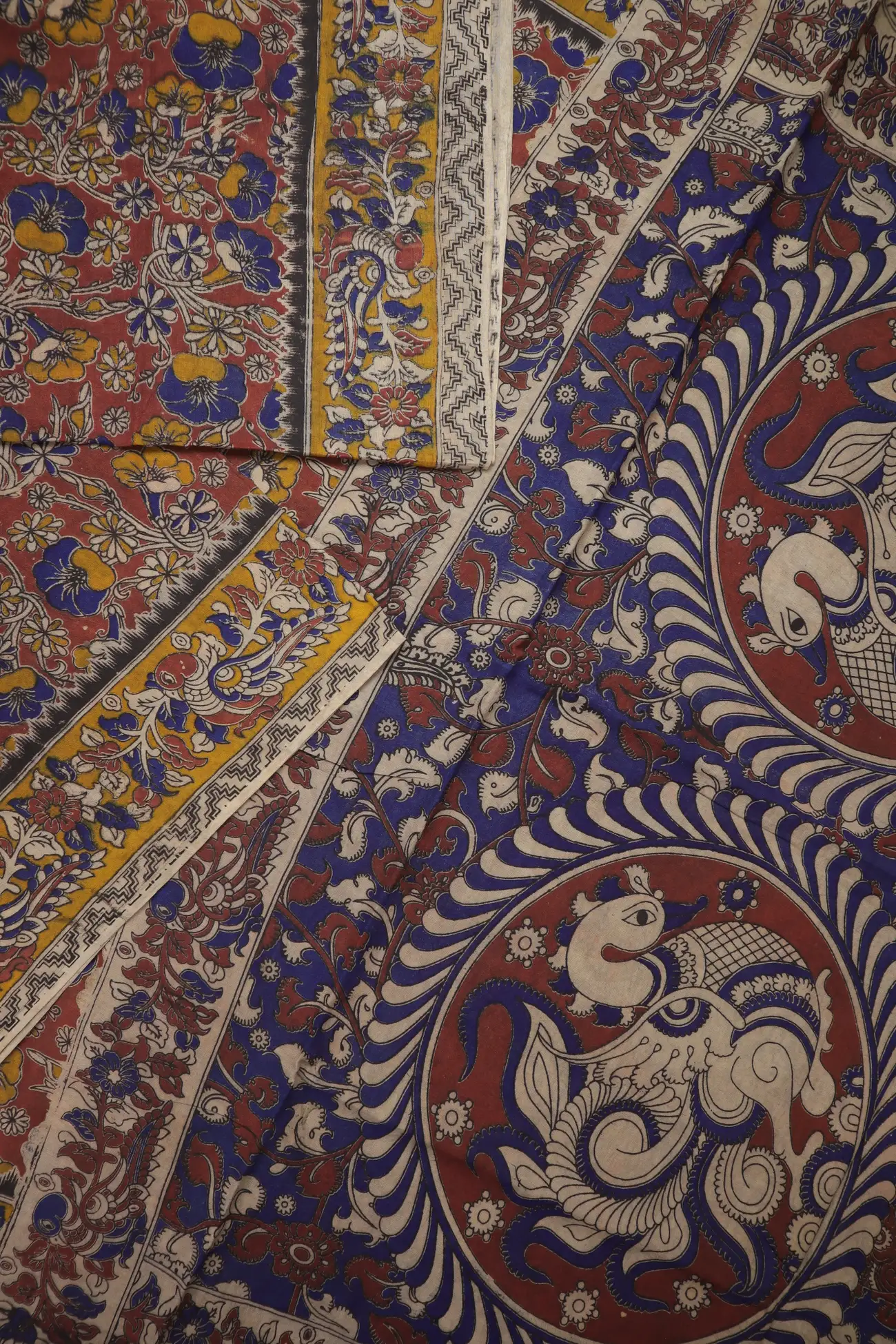 dark-maroon-flower-kalamkari-saree-kk001374-b