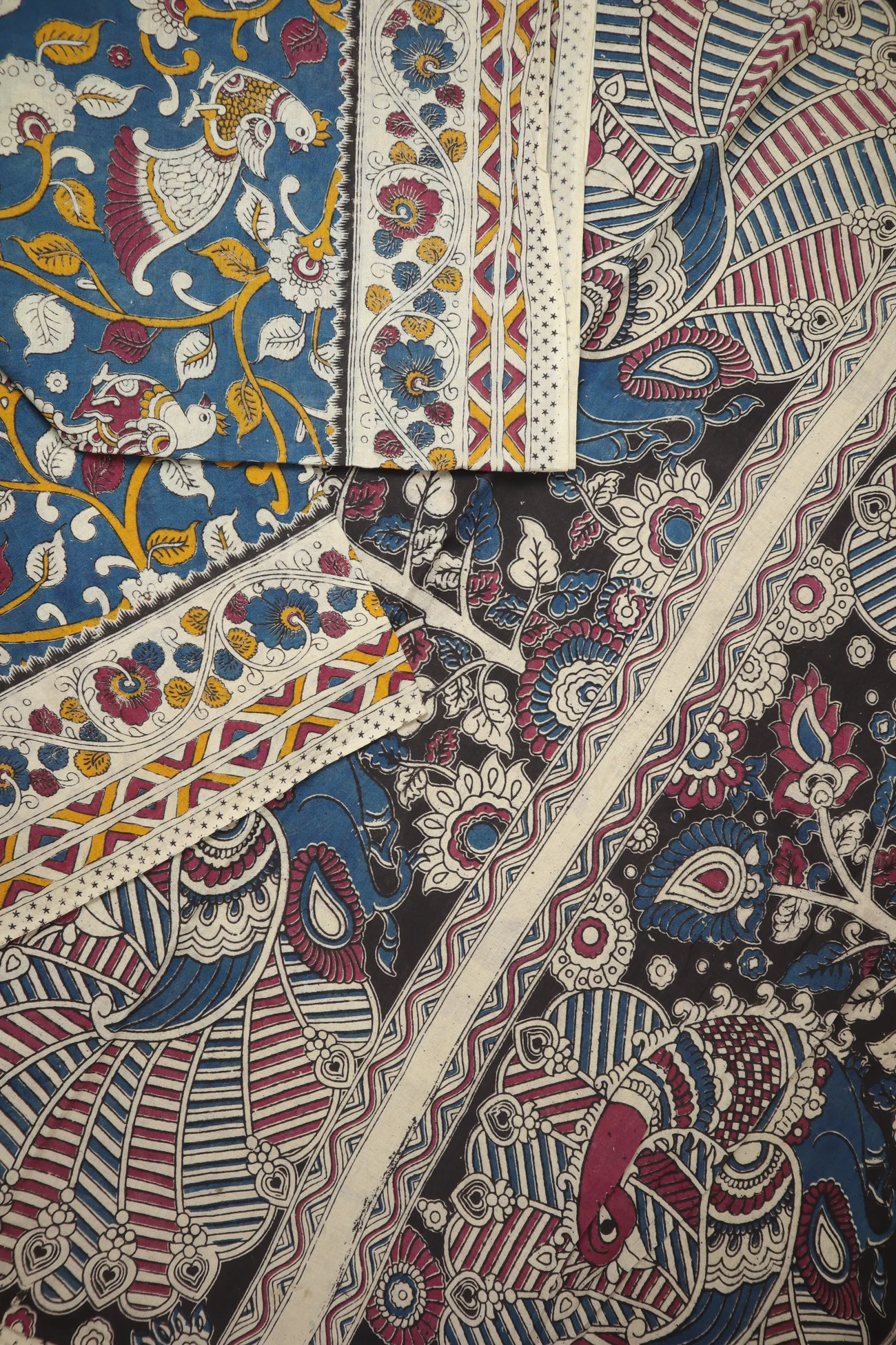 teal-flower-kalamkari-saree-kk001316-b