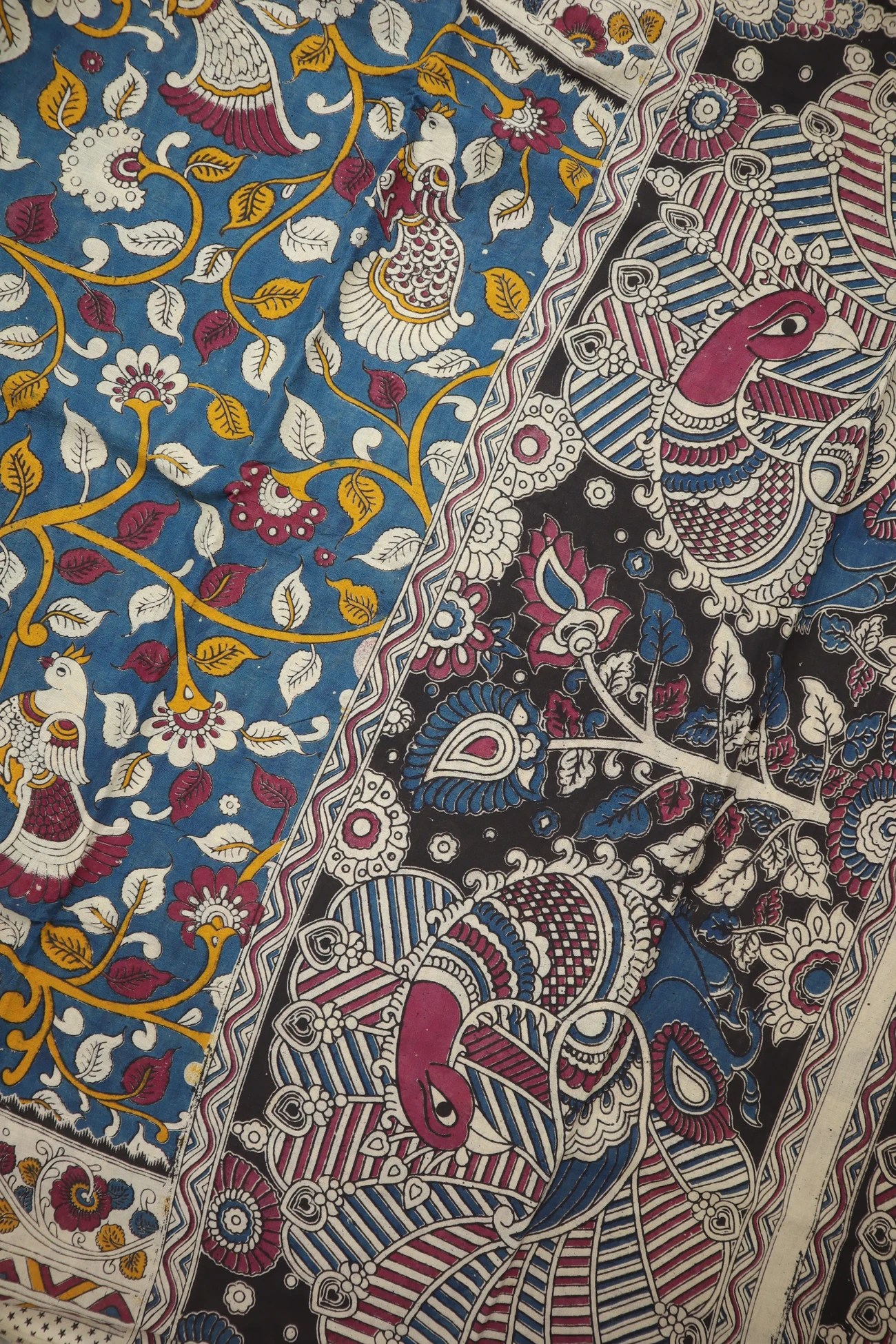 teal-flower-kalamkari-saree-kk001316-c