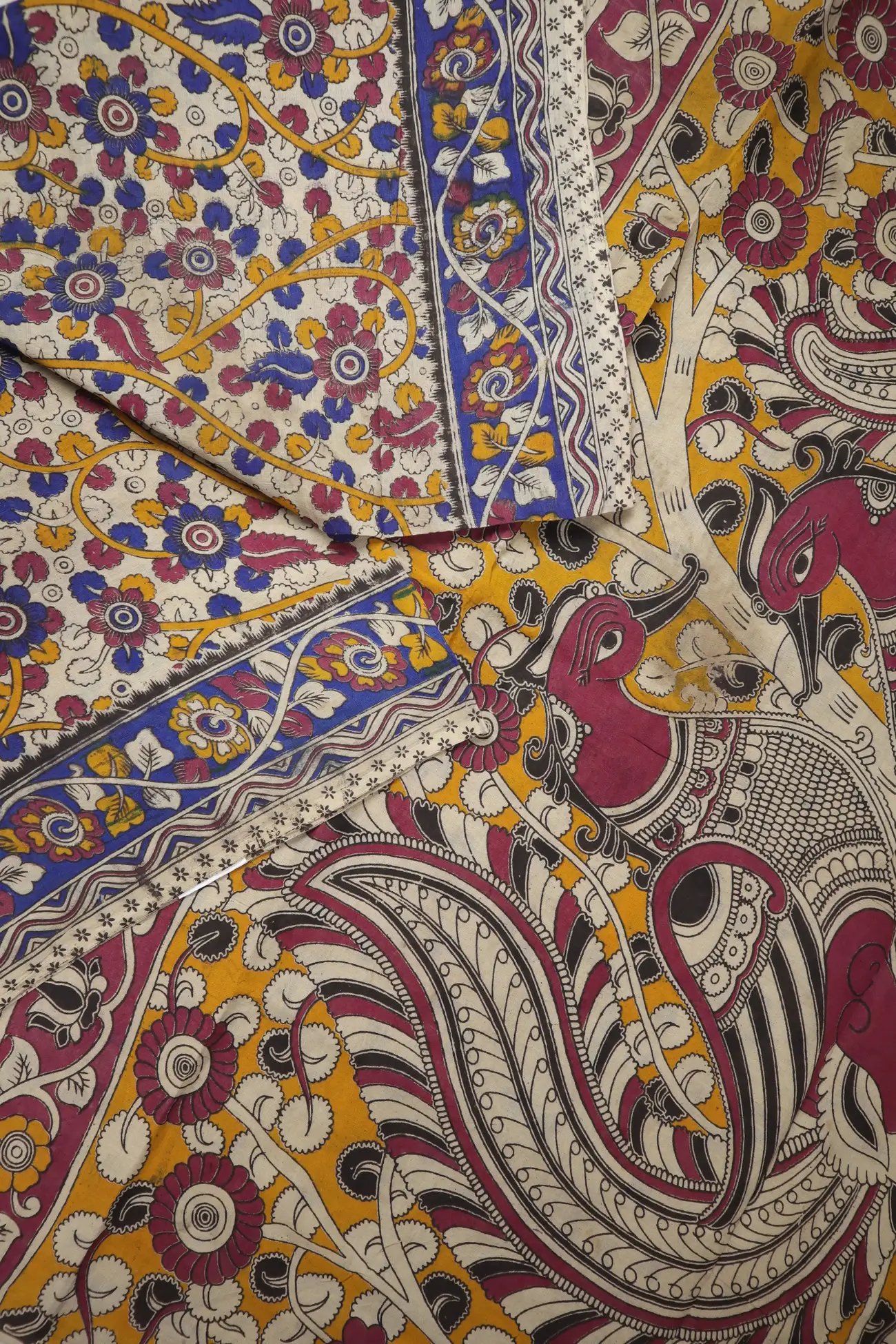 wheat-flower-kalamkari-saree-kk001335-b