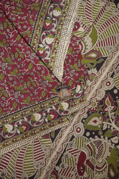 magenta-flower-kalamkari-saree-kk001291-a