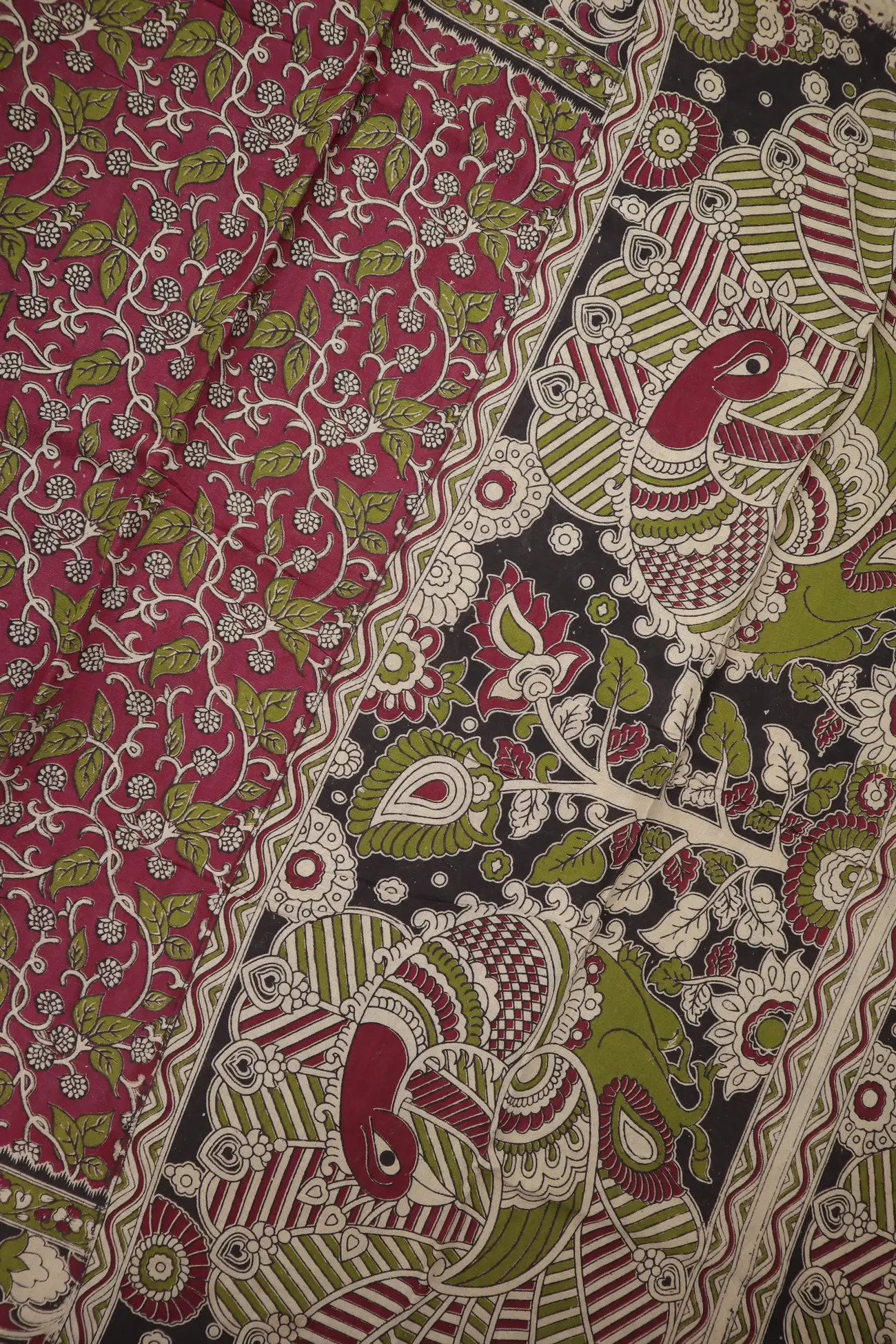 magenta-flower-kalamkari-saree-kk001291-c