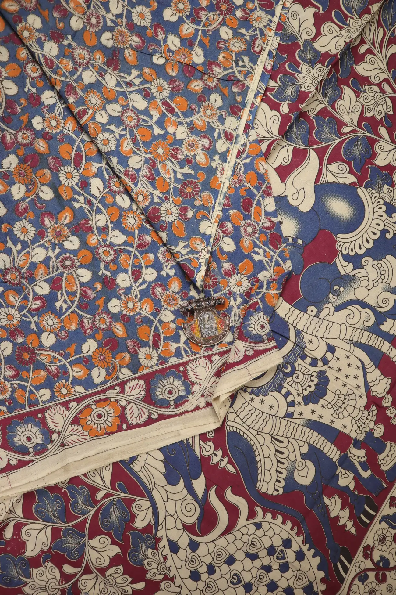 teal-flower-kalamkari-saree-kk001332-a