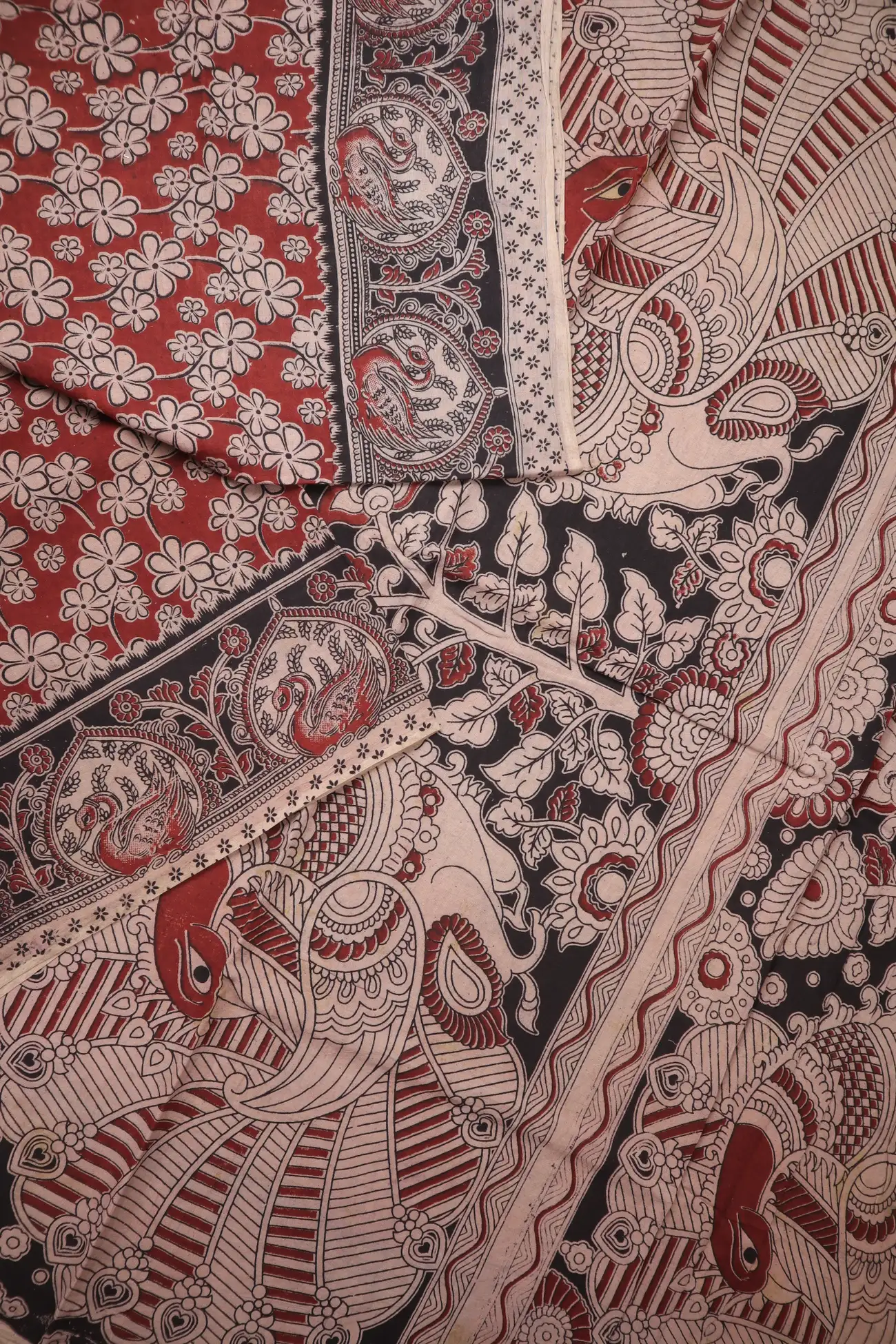 maroon-flower-kalamkari-saree-kk001311-b