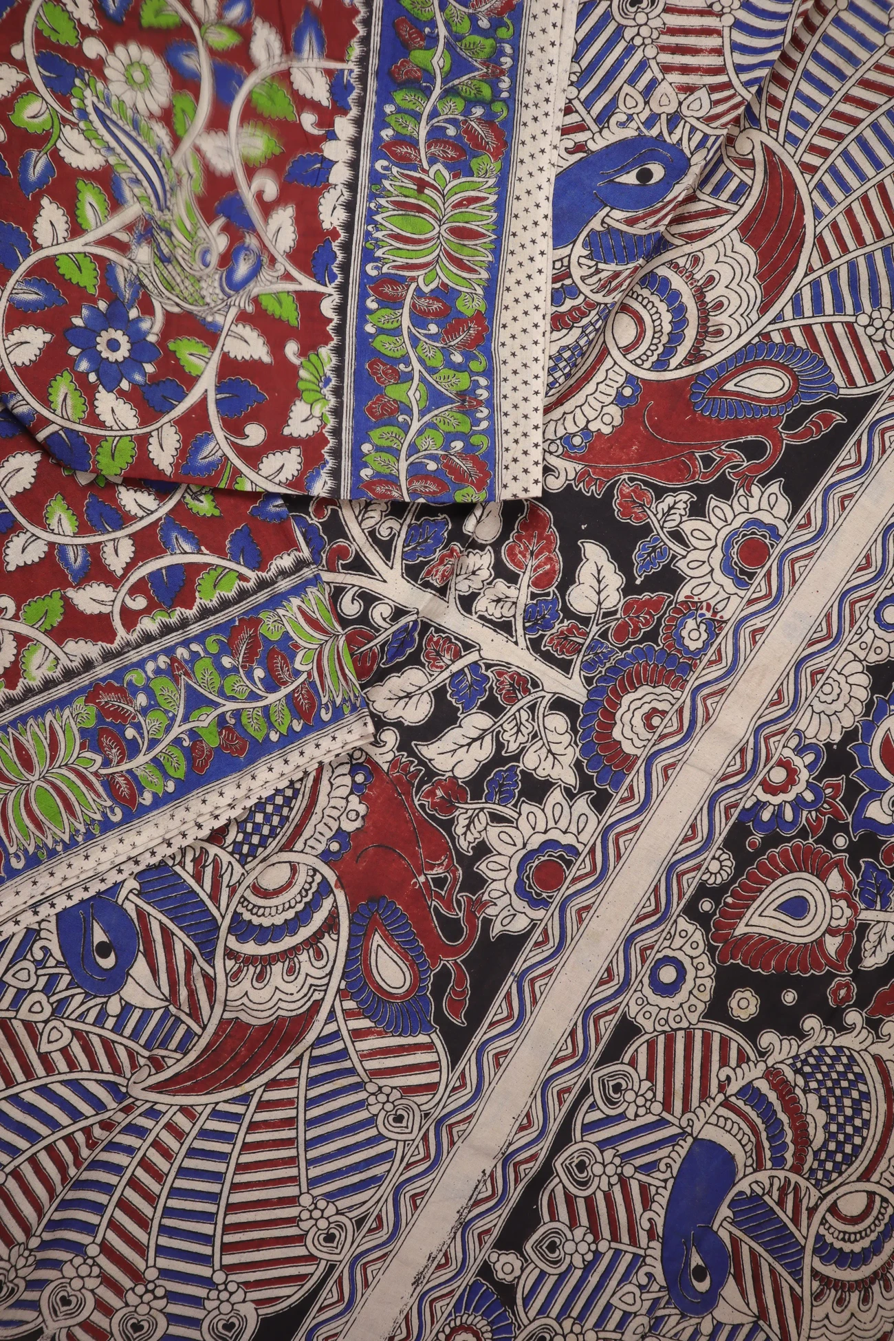 maroon-flower-kalamkari-saree-kk001392-b