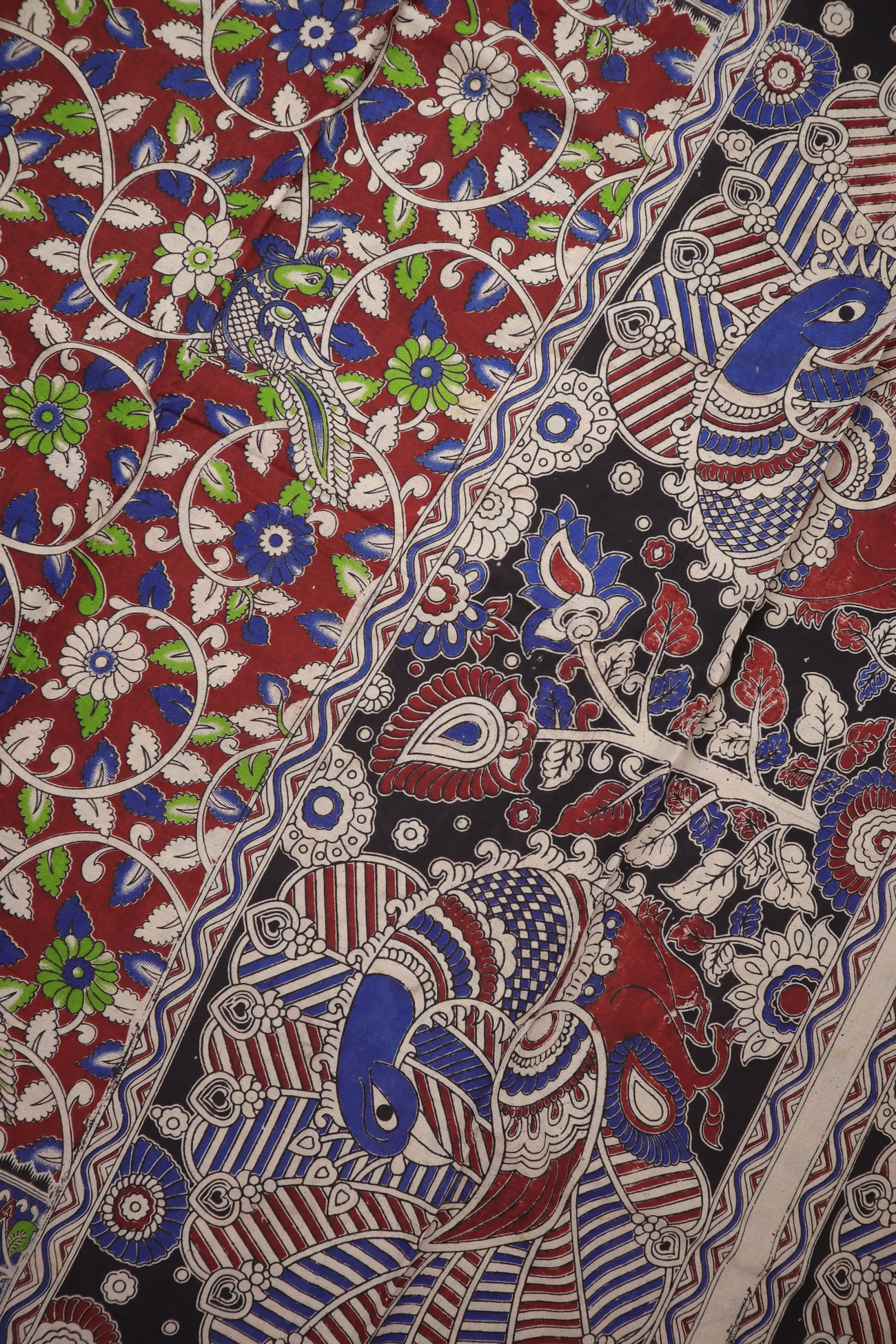 maroon-flower-kalamkari-saree-kk001392-c
