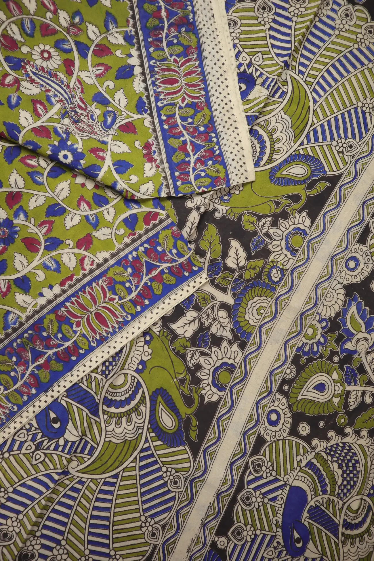 light-green-annapakshi-flower-kalamkari-saree-kk001308-b