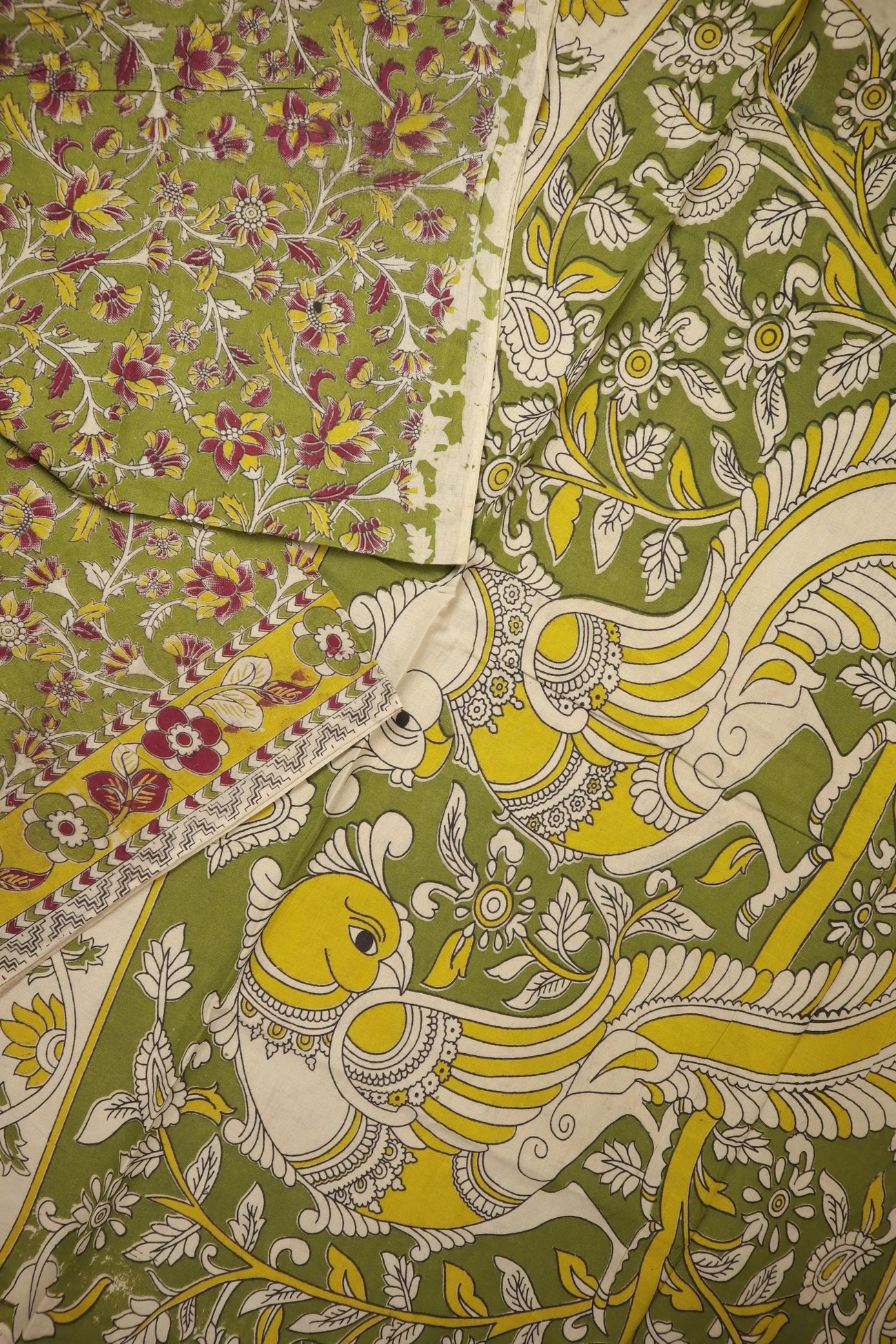 light-green-flower-kalamkari-saree-kk001404-b