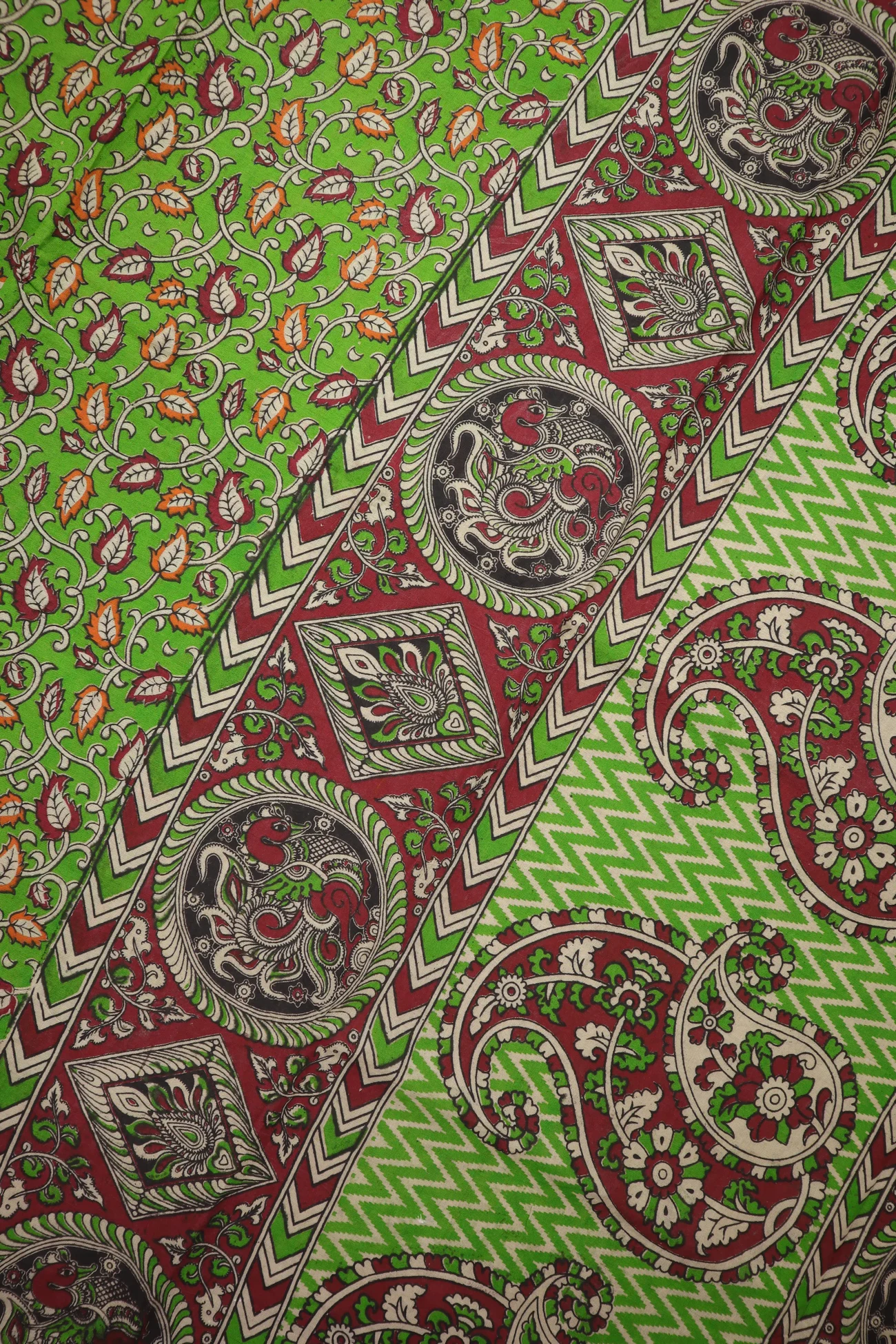 green-flower-kalamkari-saree-kk001397-c