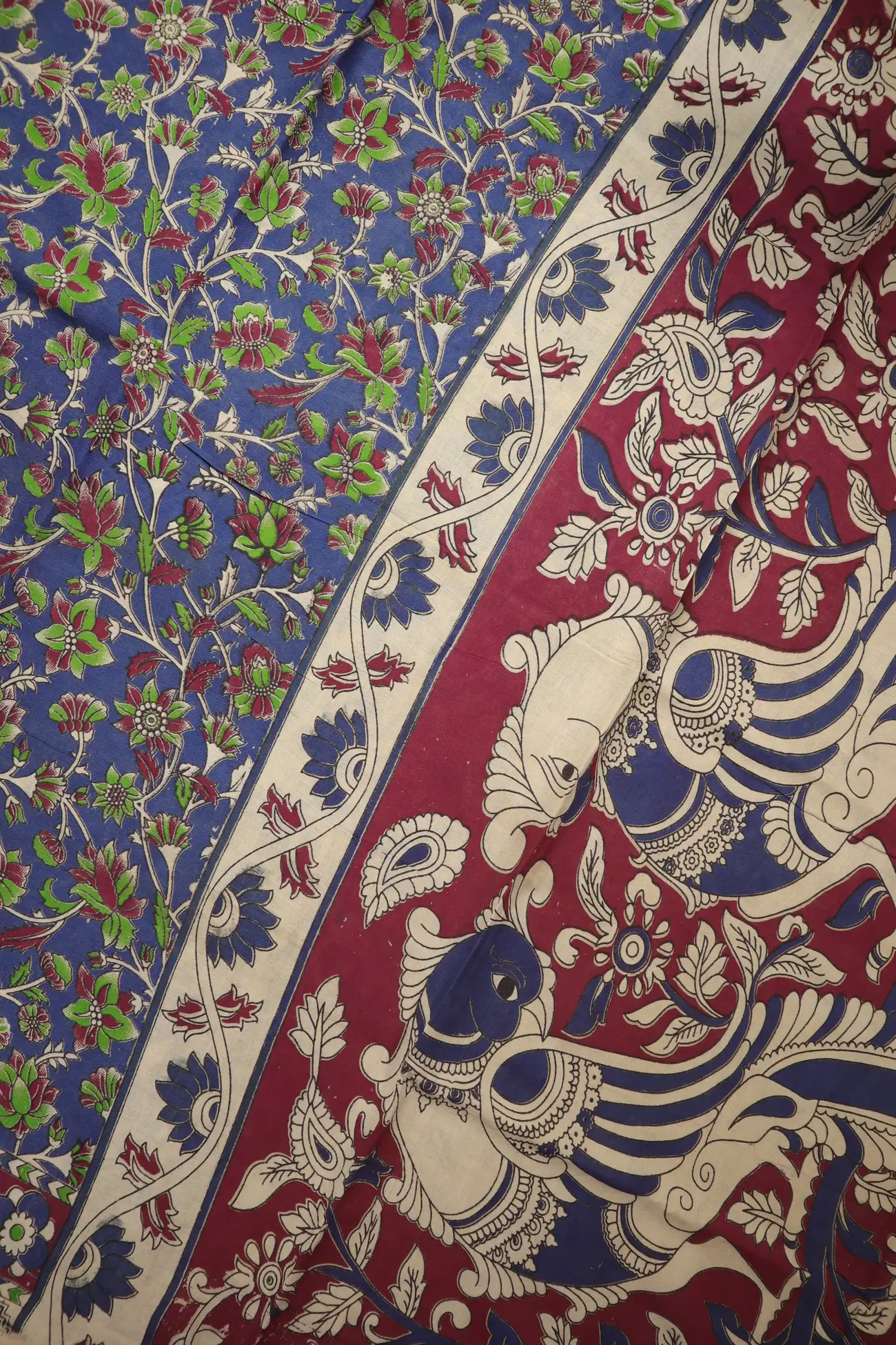 blue-flower-kalamkari-saree-kk001292-c