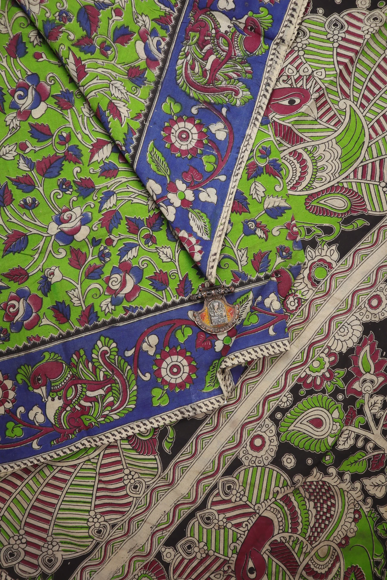 light-green-peacock-kalamkari-saree-kk001376-a