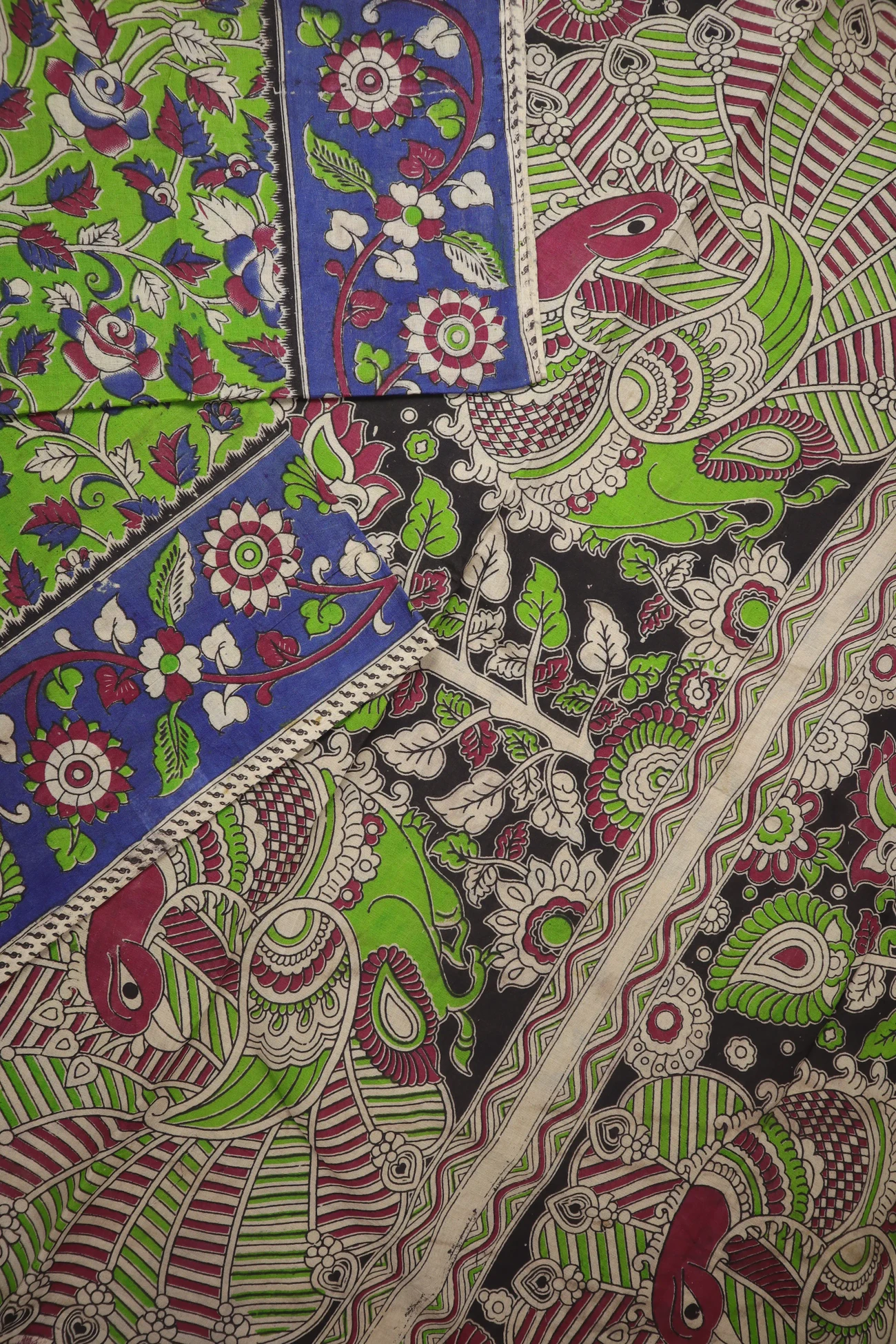 light-green-peacock-kalamkari-saree-kk001376-b