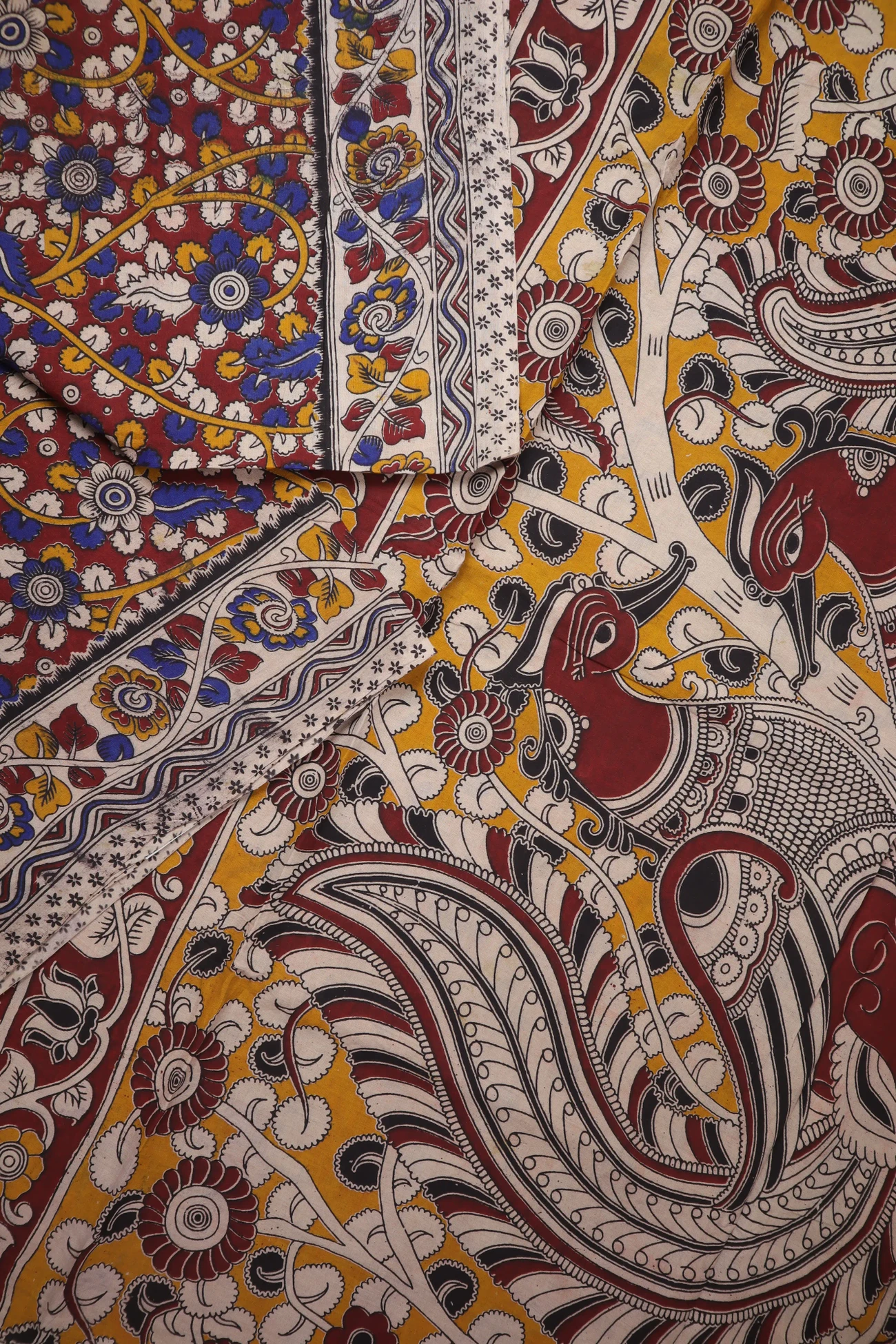 maroon-flower-kalamkari-saree-kk001387-b