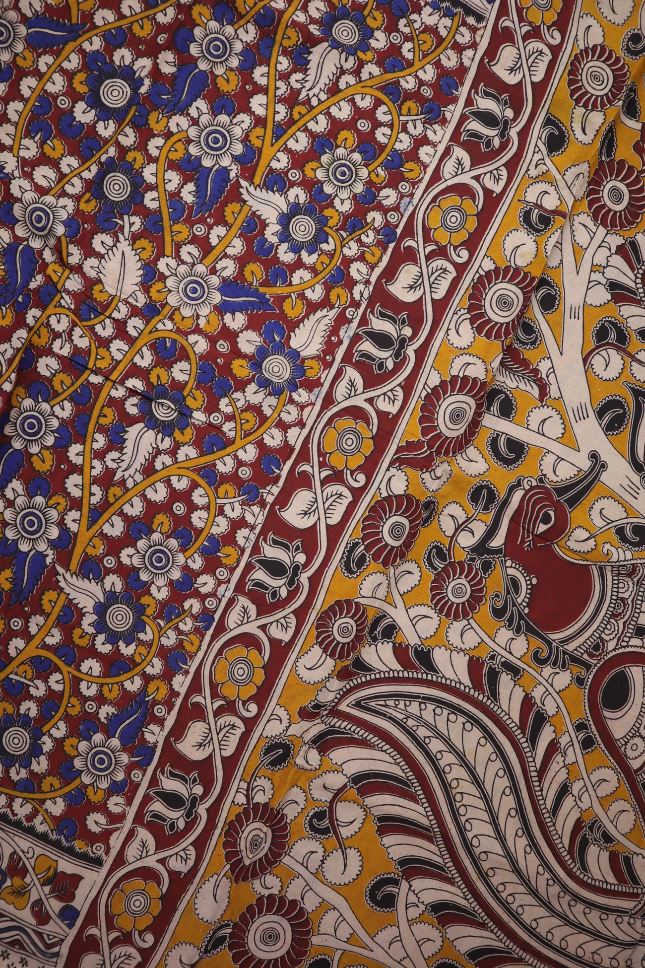 maroon-flower-kalamkari-saree-kk001387-c