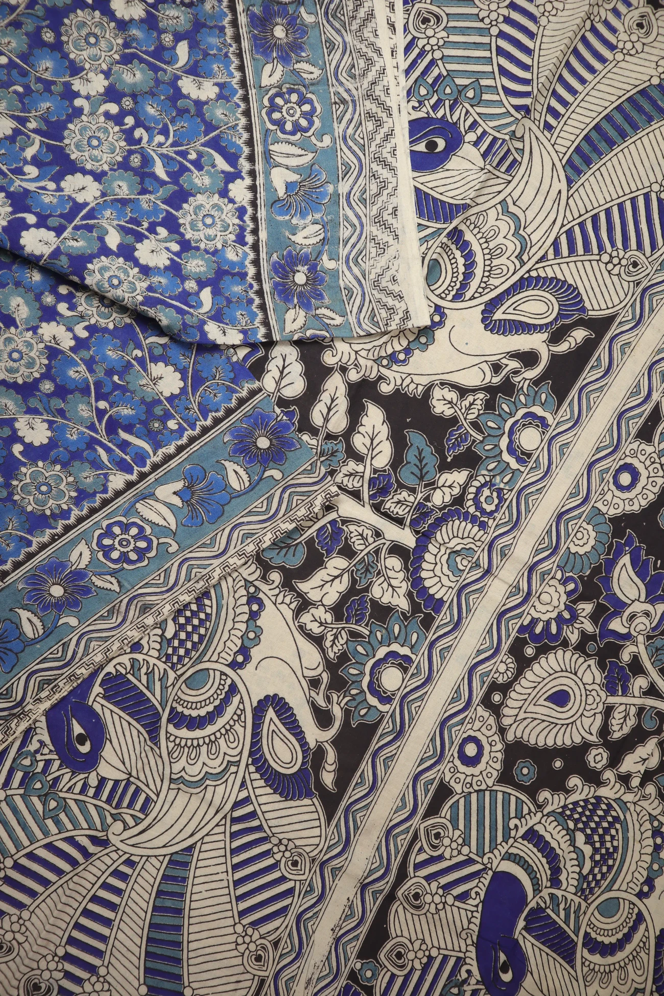 blue-flower-kalamkari-saree-kk001386-b