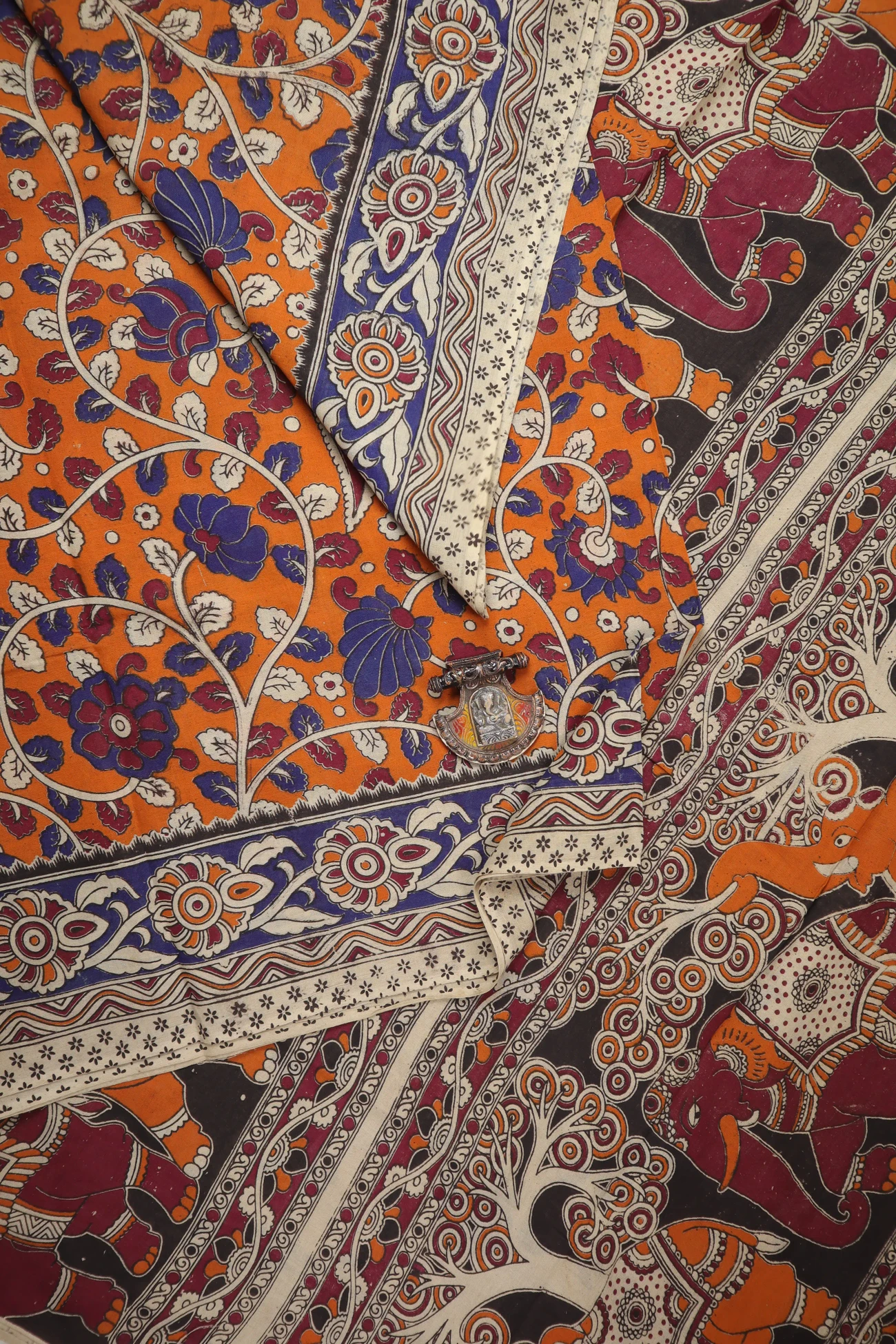 orange-flower-kalamkari-saree-kk001382-a