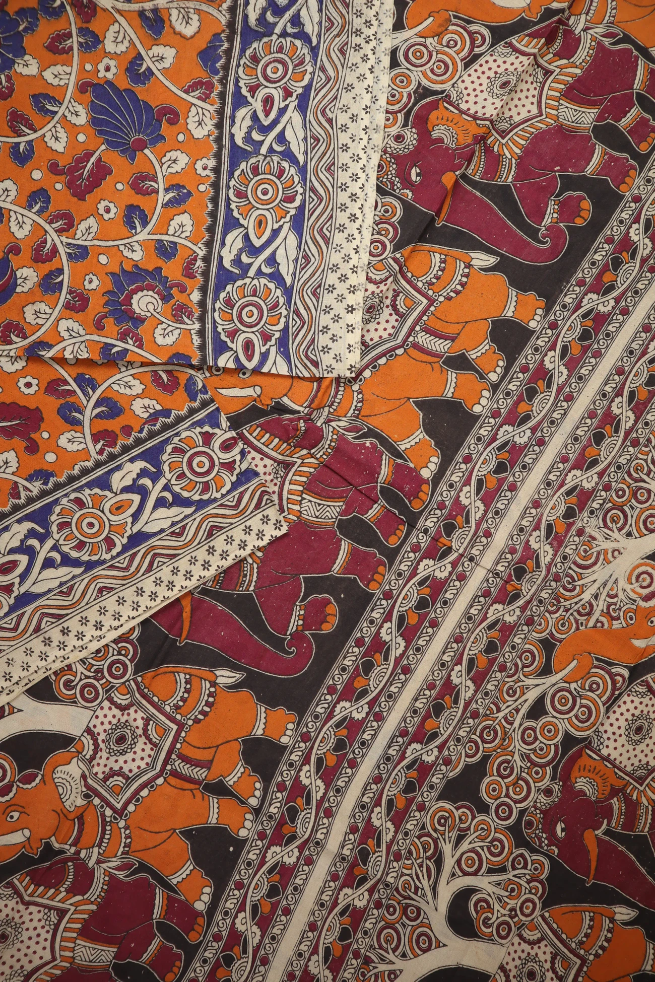 orange-flower-kalamkari-saree-kk001382-b