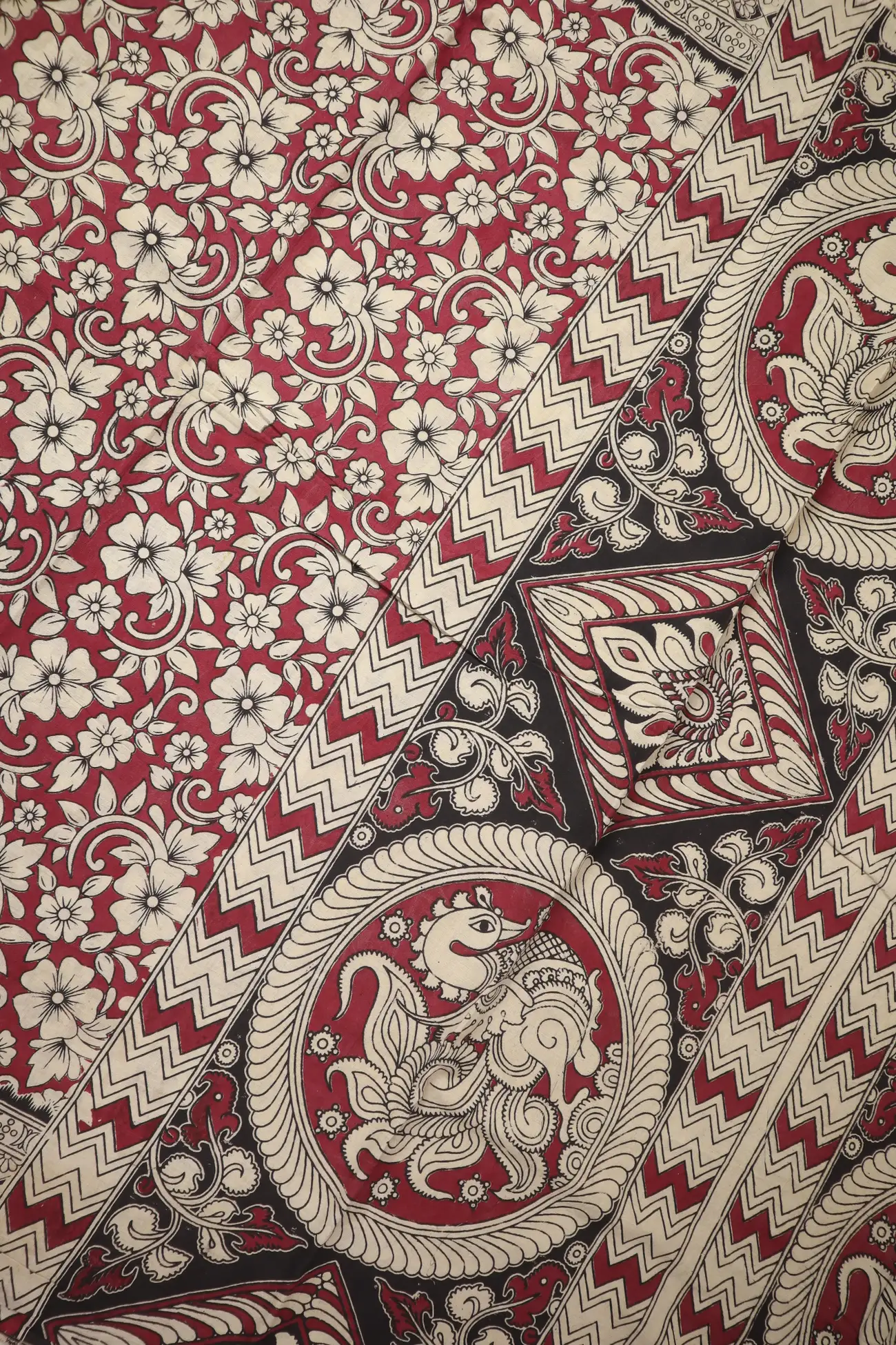 magenta-flower-kalamkari-saree-kk001310-c