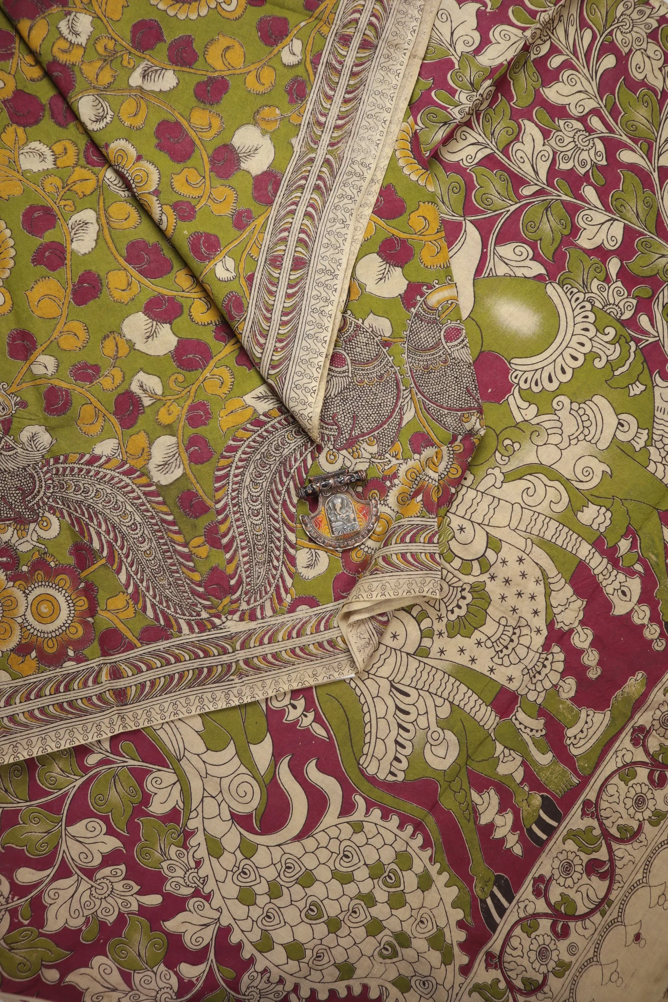 light-green-peacock-kalamkari-saree-kk001408-a