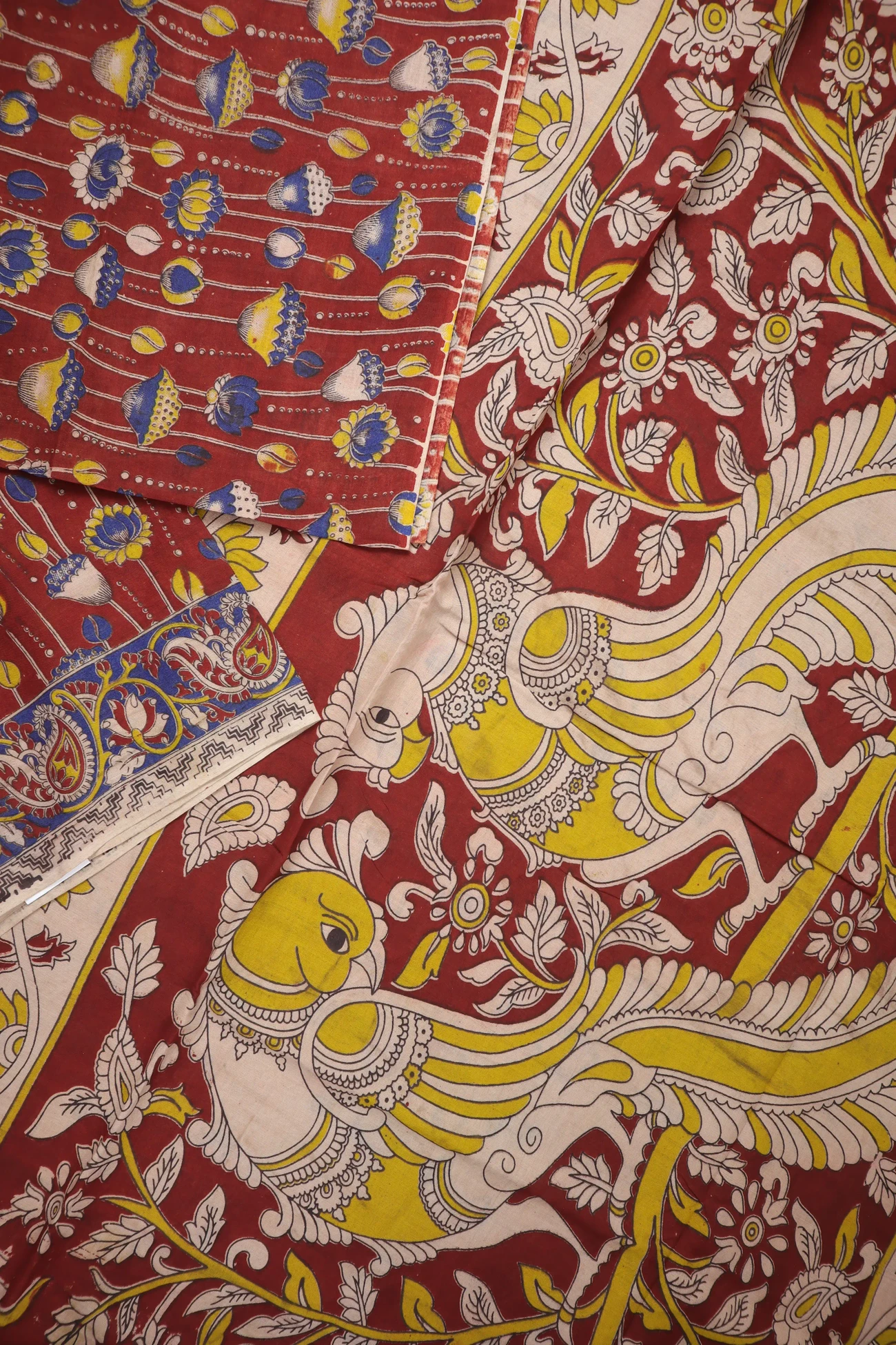 maroon-flower-kalamkari-saree-kk001403-b