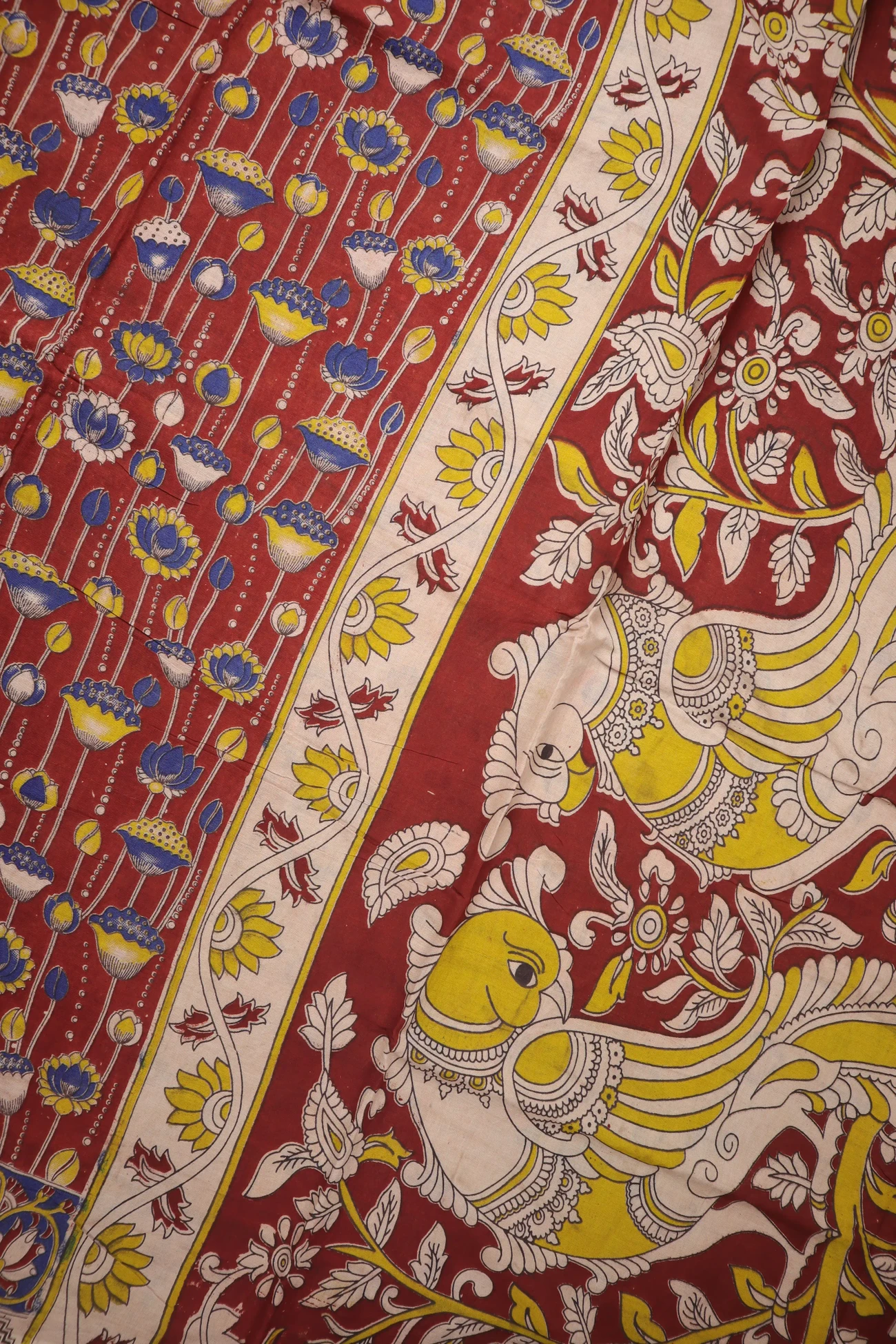 maroon-flower-kalamkari-saree-kk001403-c