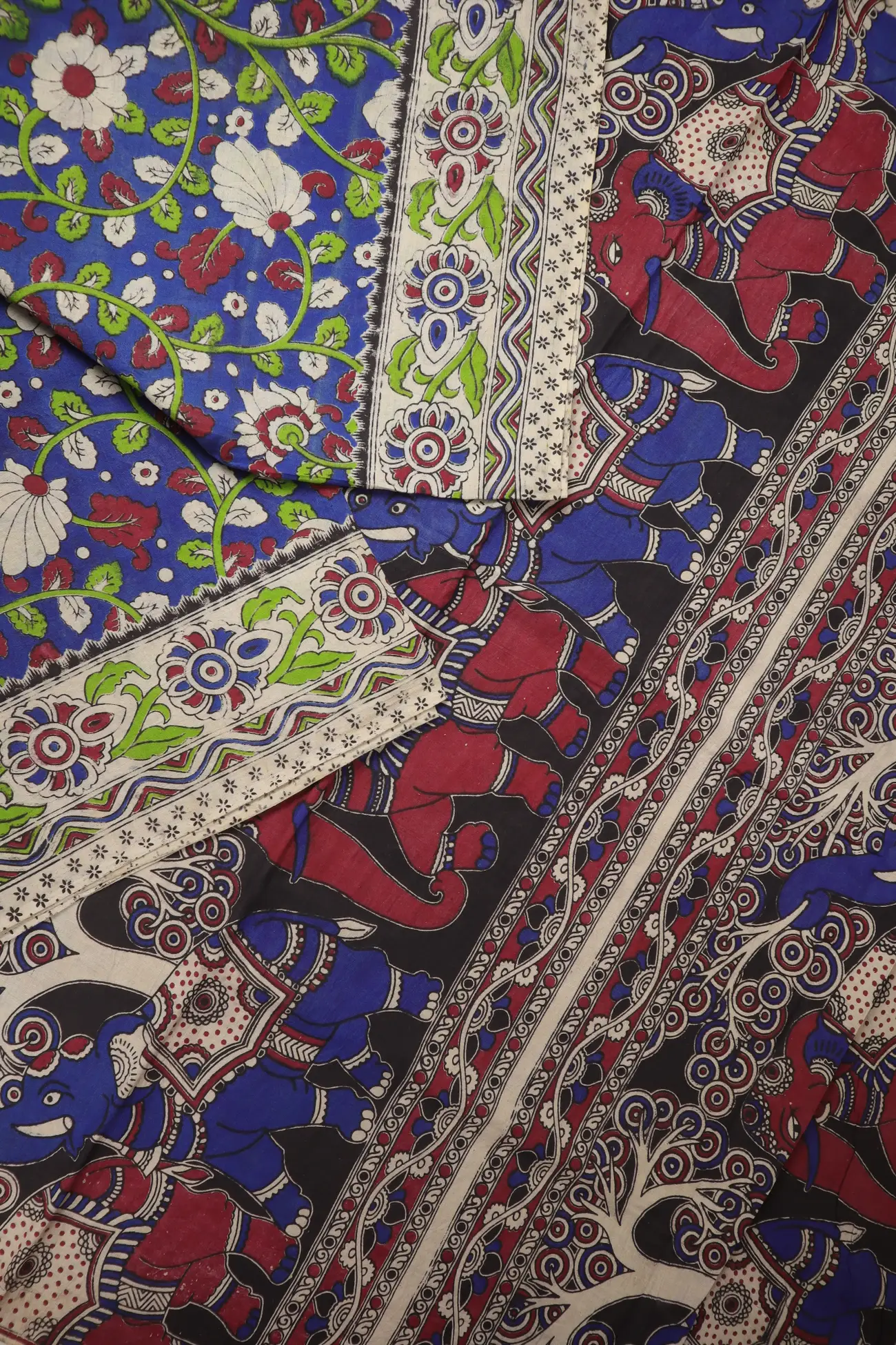 blue-flower-kalamkari-saree-kk001299-b