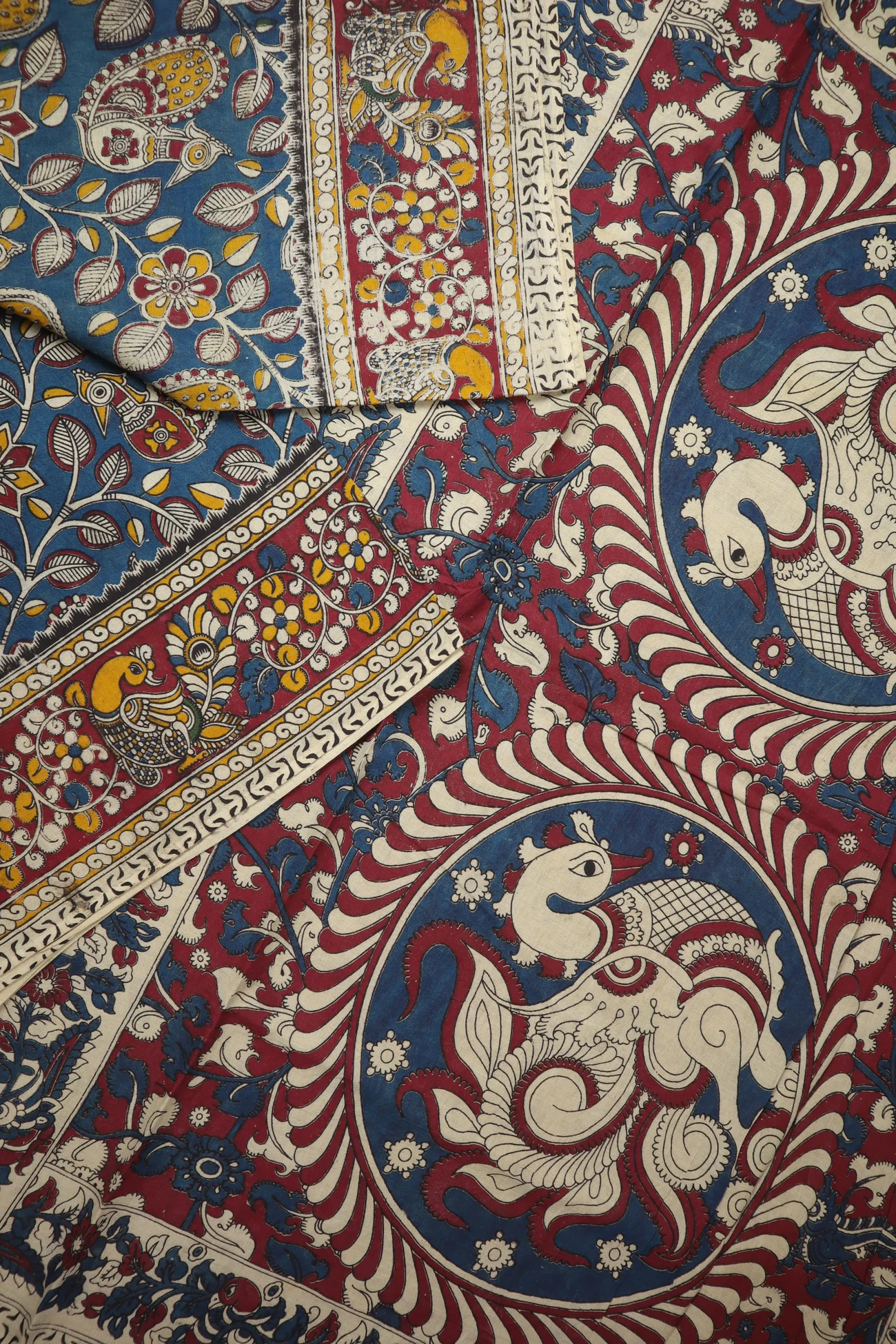 navy-peacock-kalamkari-saree-kk001388-b