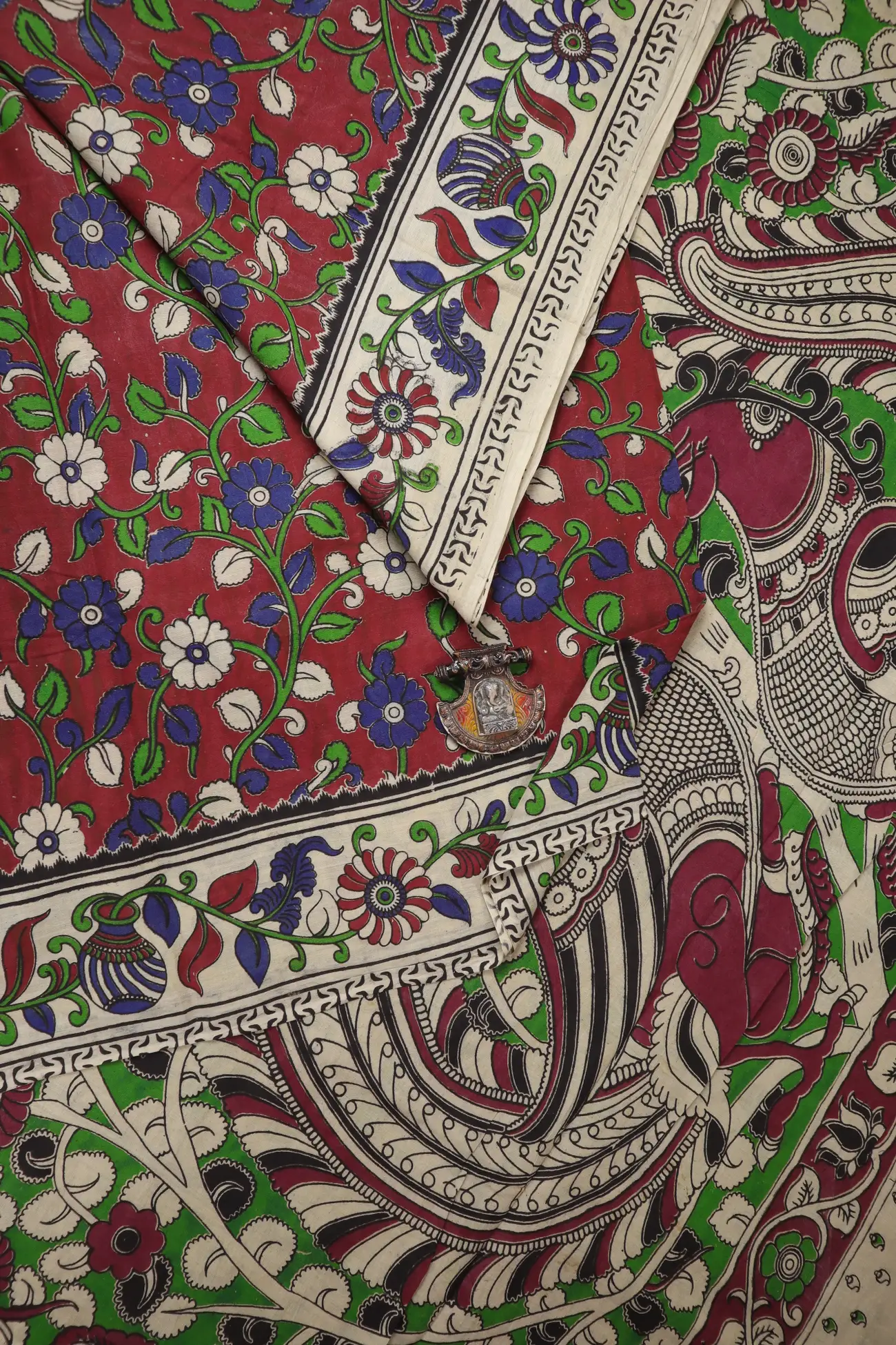 maroon-flower-kalamkari-saree-kk001363-a