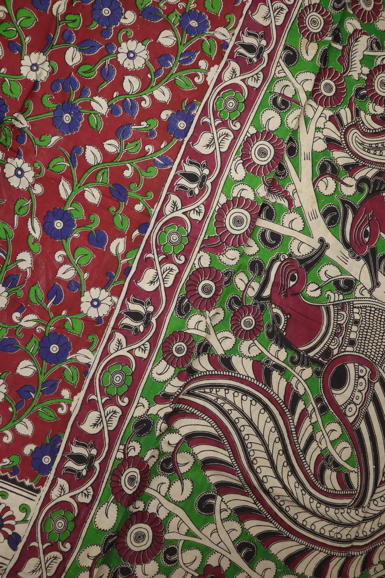 maroon-flower-kalamkari-saree-kk001363-c