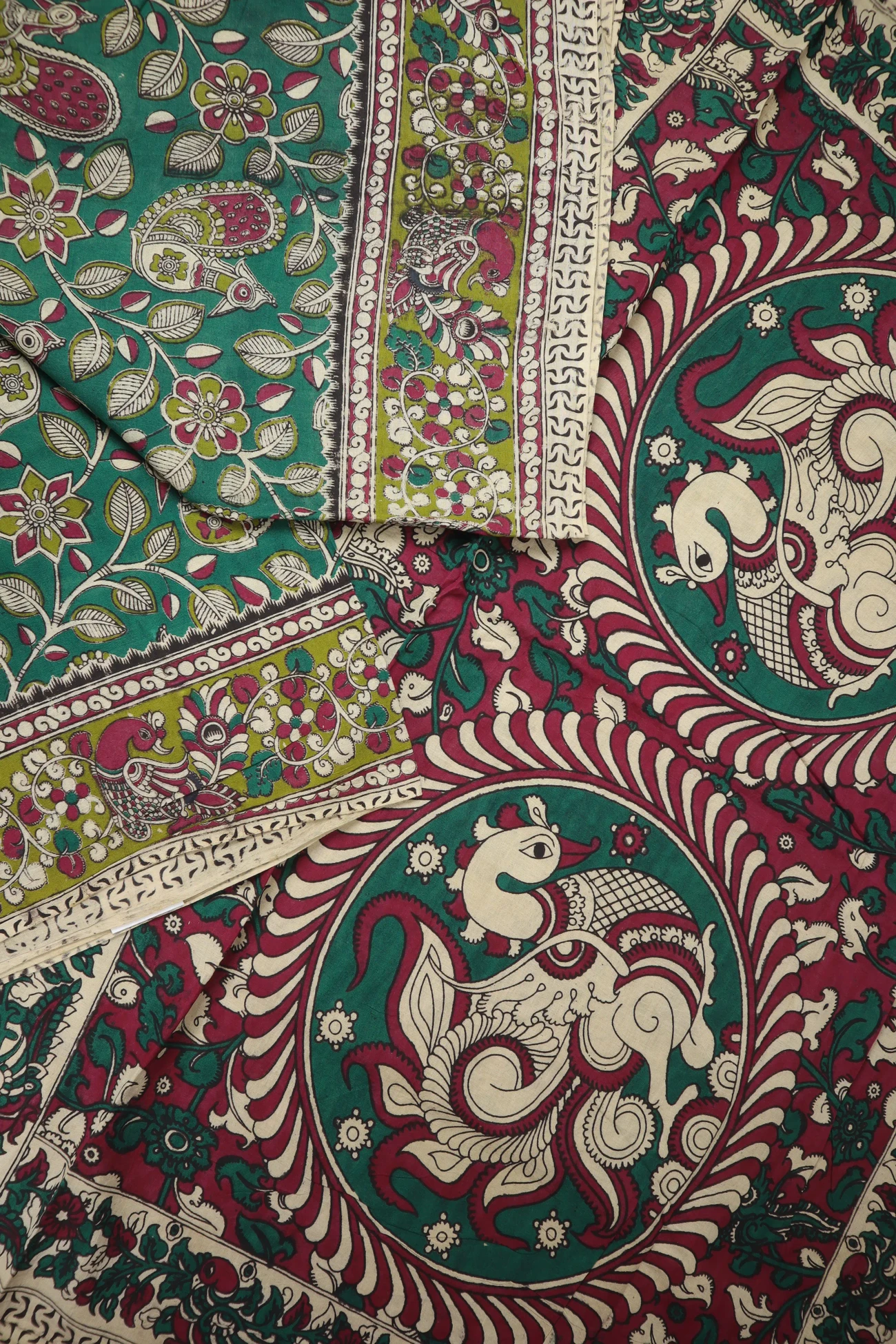 teal-flower-peacock-kalamkari-saree-kk001369-b