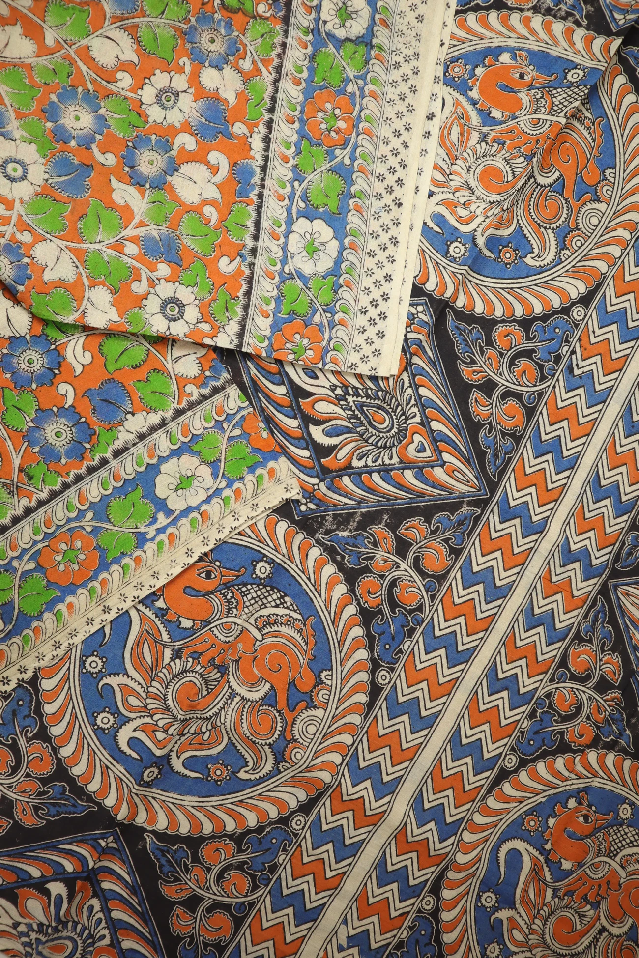 orange-flower-kalamkari-saree-kk001395-b