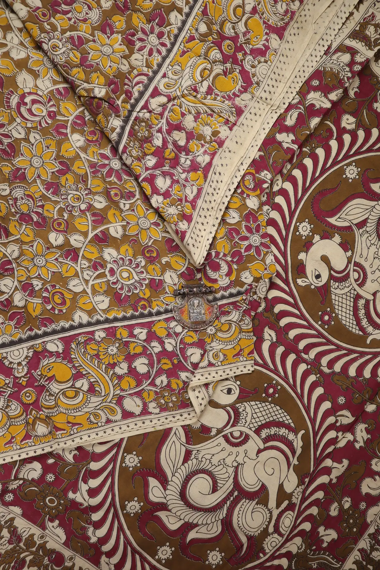 brown-flower-kalamkari-saree-kk001362-a