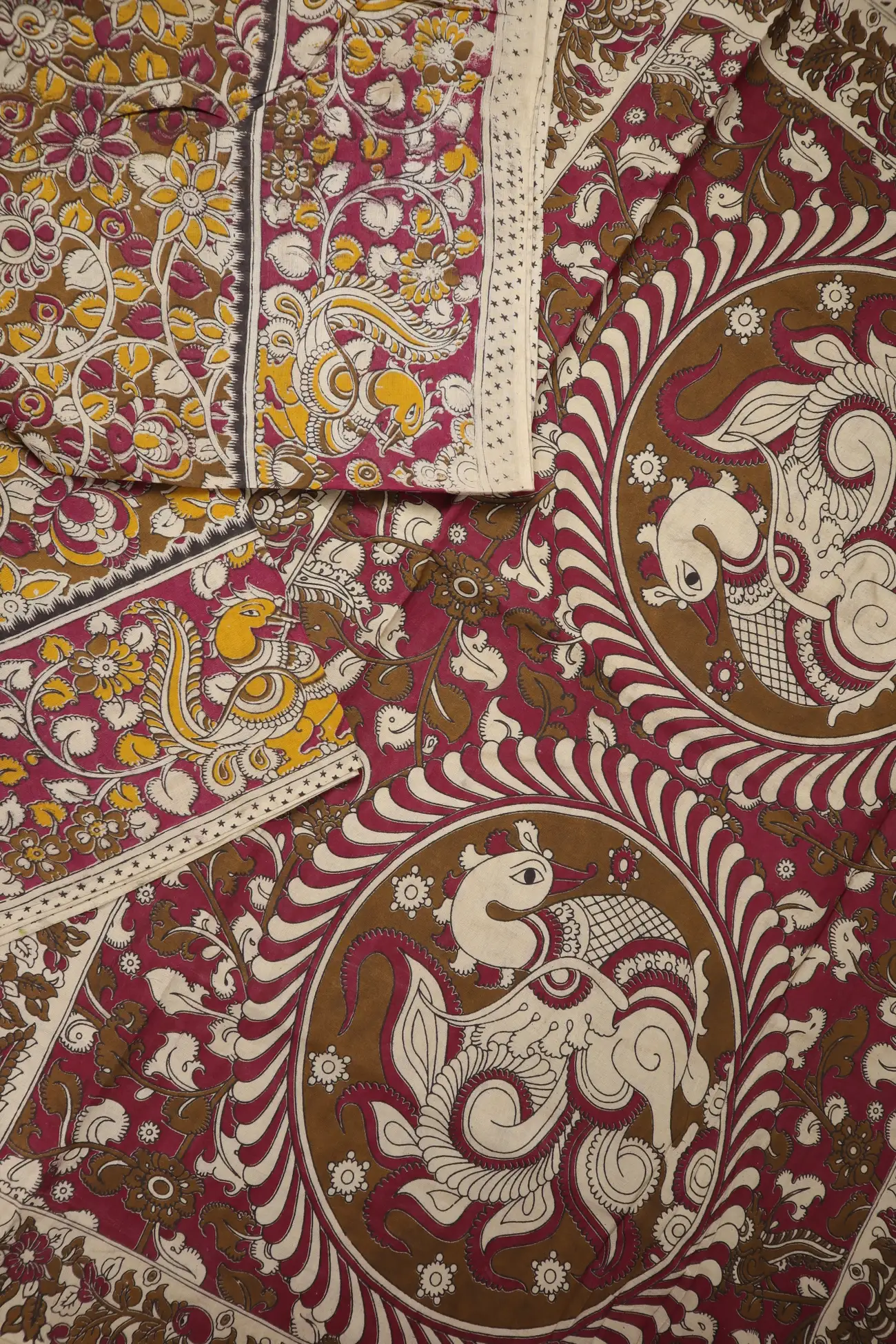 brown-flower-kalamkari-saree-kk001362-b
