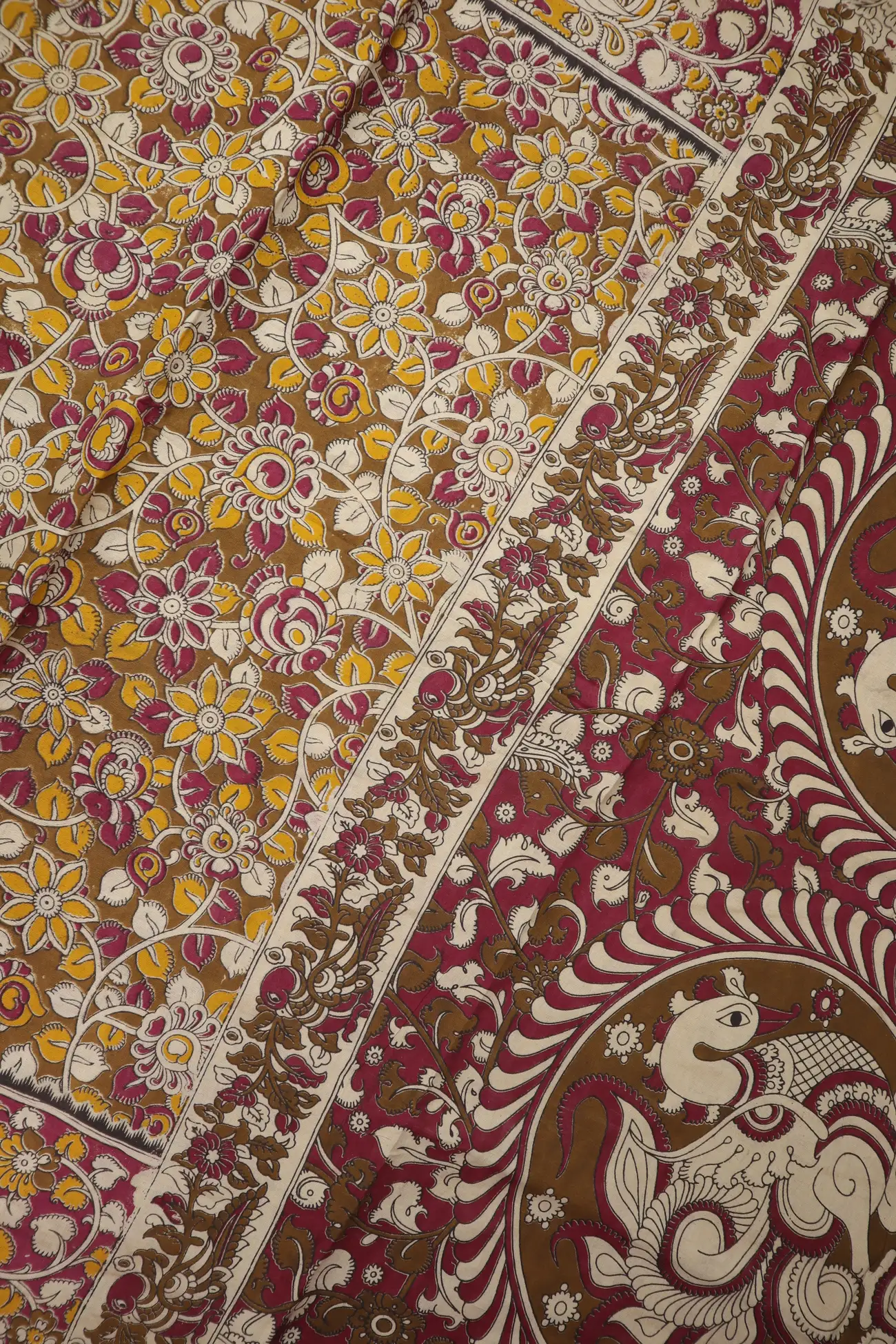 brown-flower-kalamkari-saree-kk001362-c