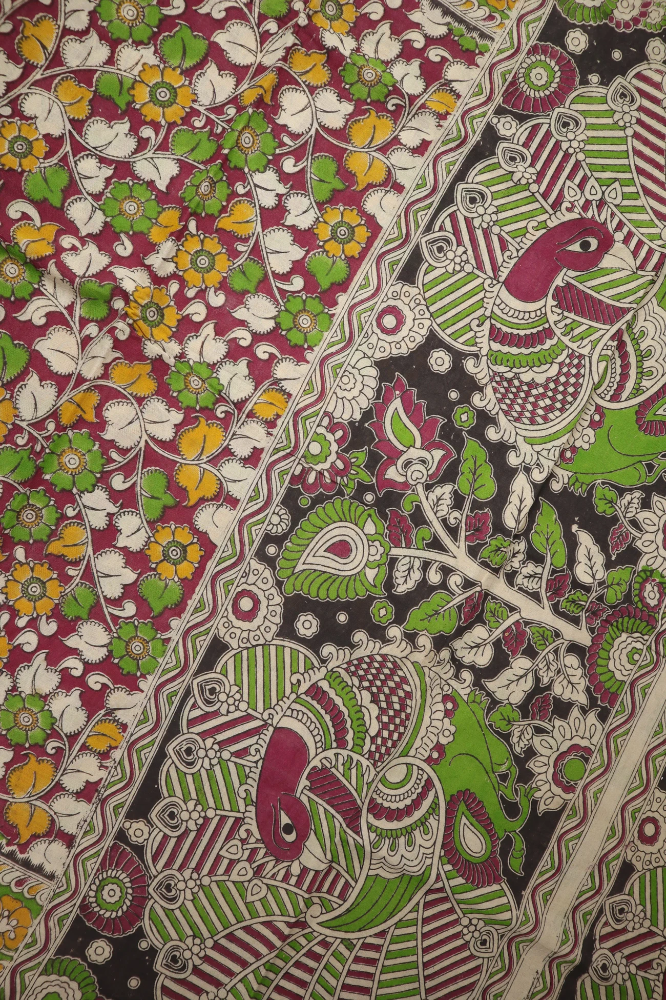 magenta-flower-kalamkari-saree-kk001393-c