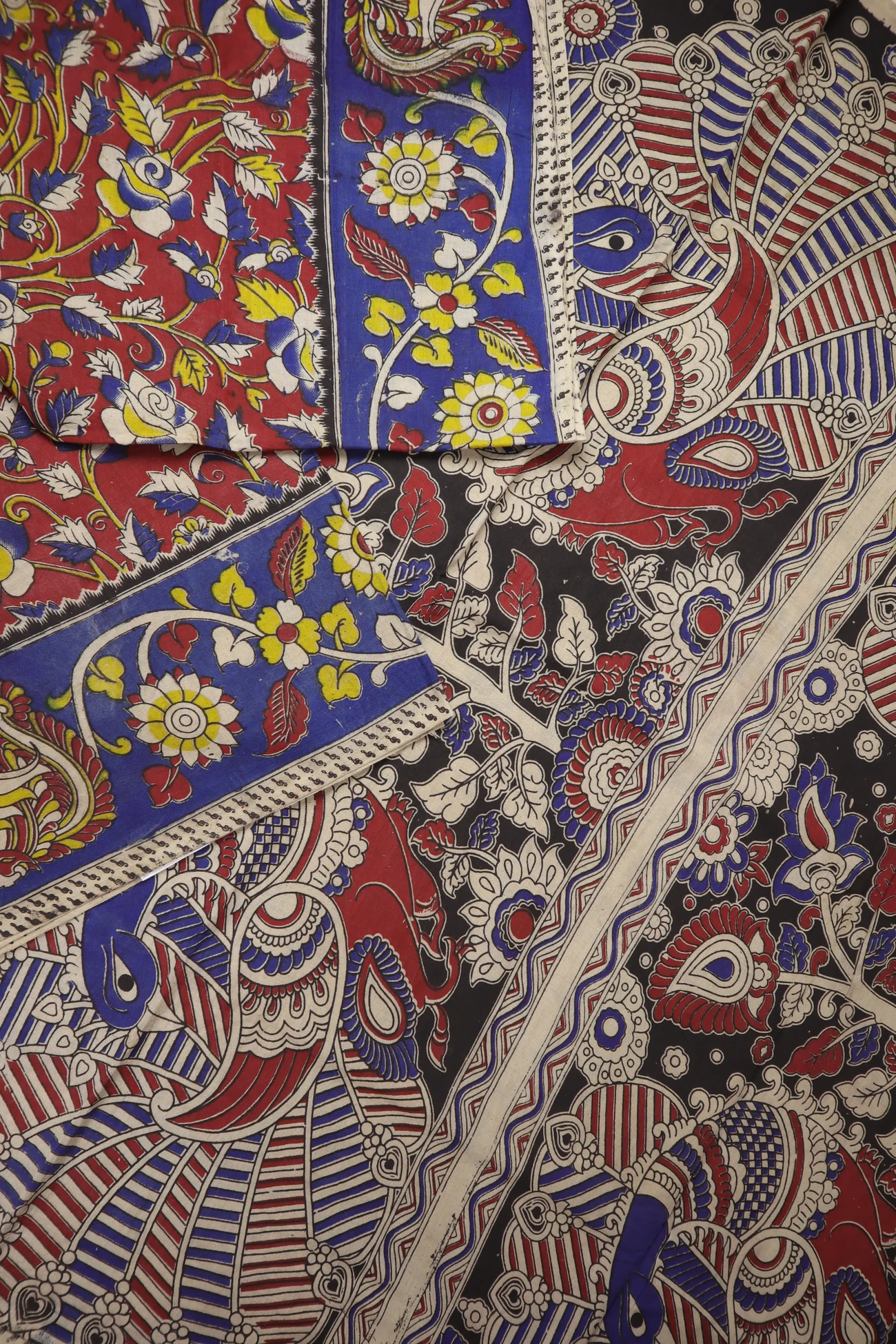 maroon-flower-kalamkari-saree-kk001340-b