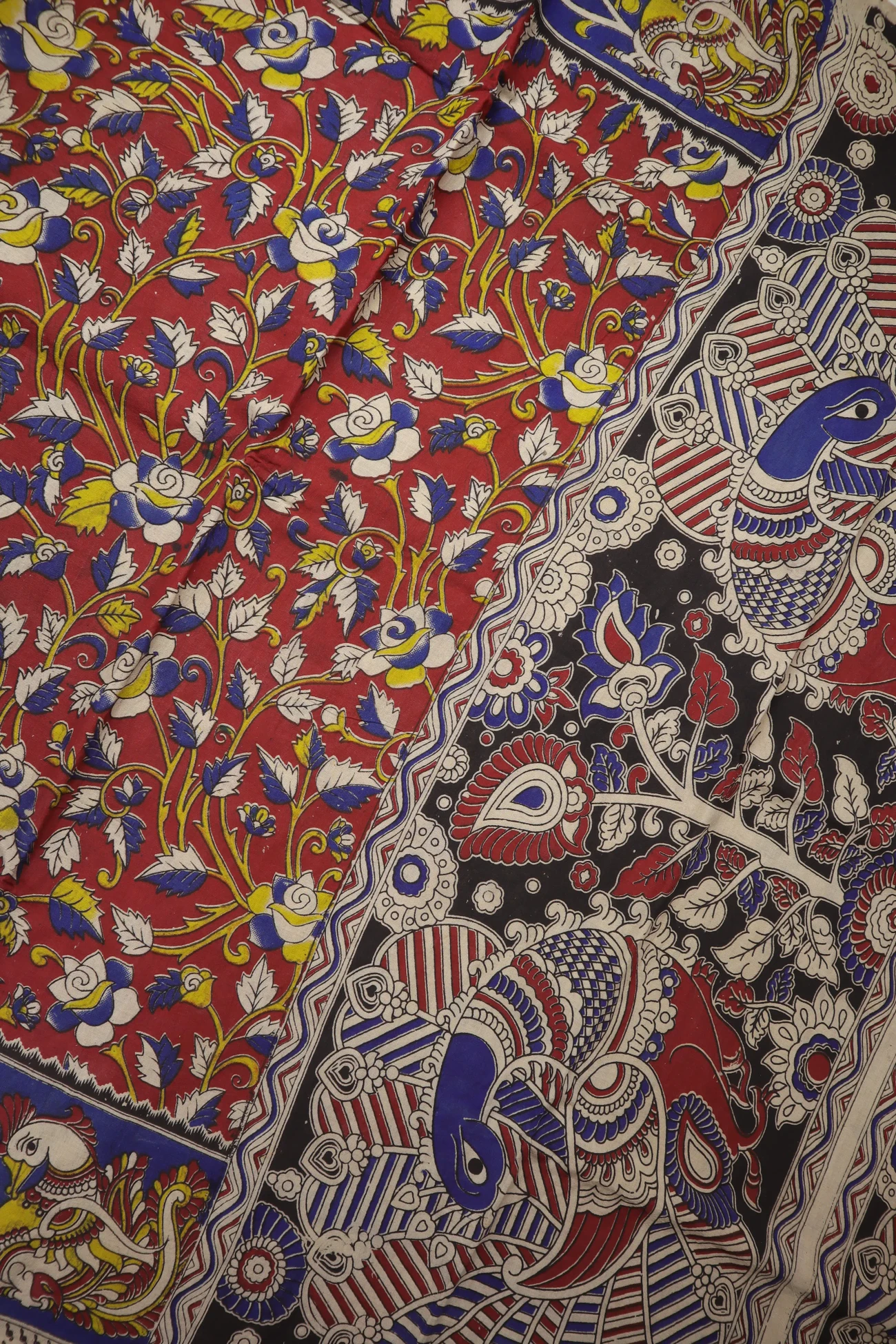 maroon-flower-kalamkari-saree-kk001340-c