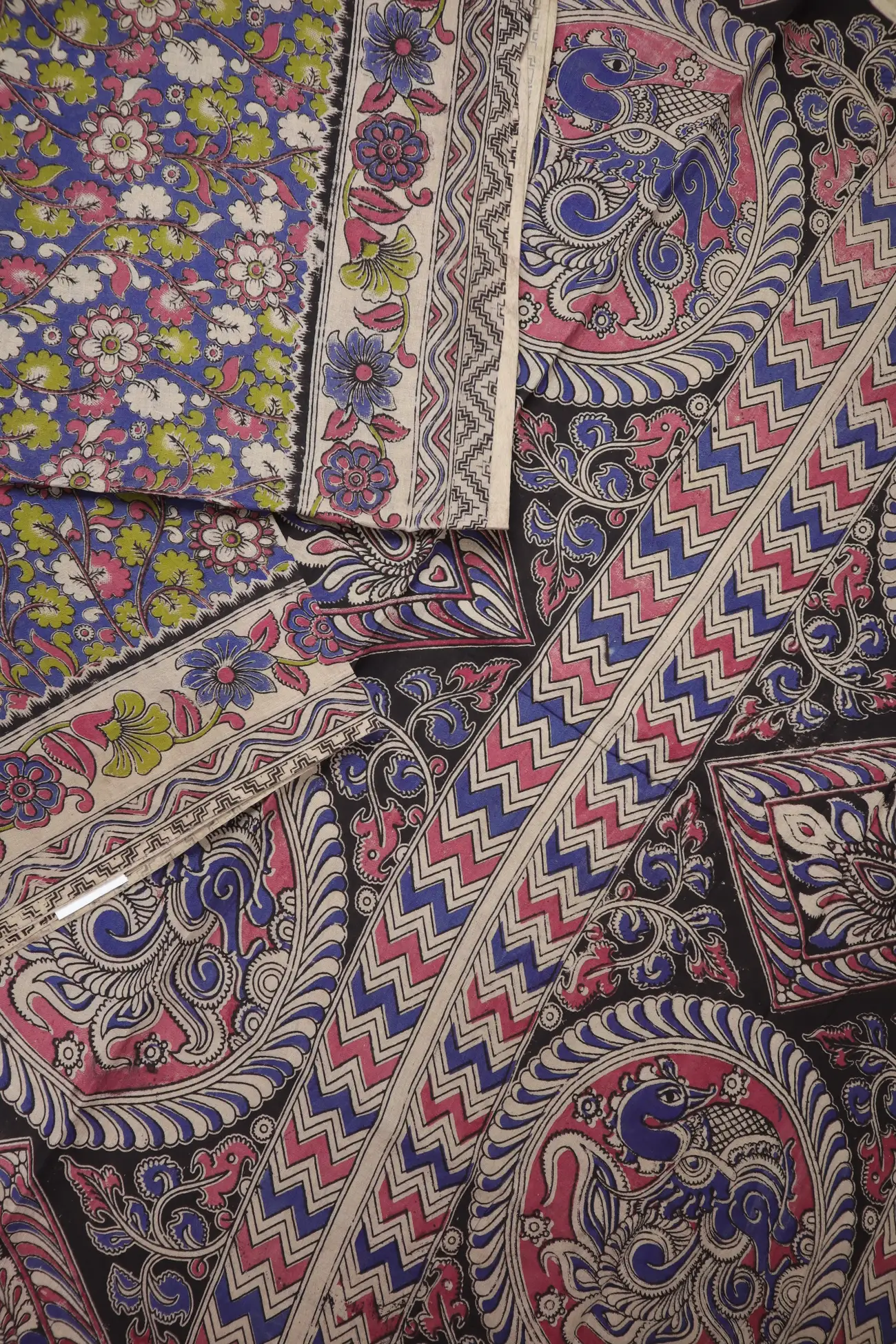 blue-fan-flower-kalamkari-saree-kk001357-b
