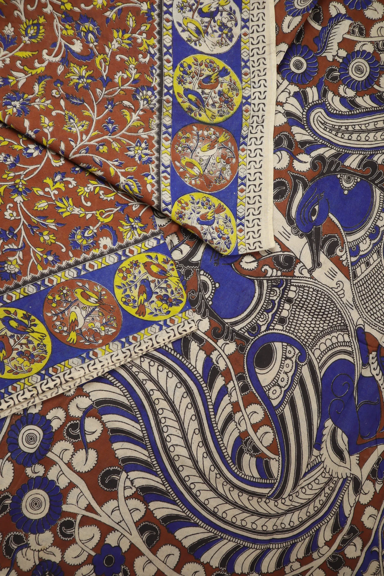 brown-flower-kalamkari-saree-kk001330-b