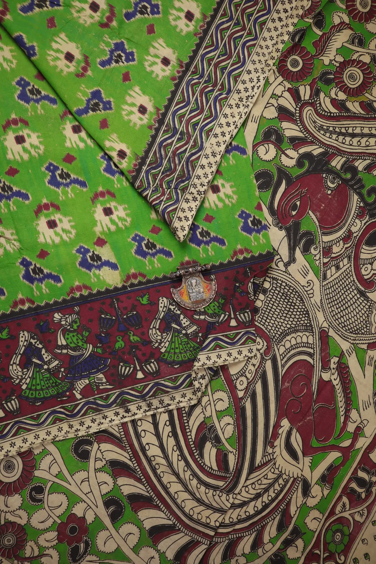 green-doll-bird-kalamkari-saree-kk001359-a