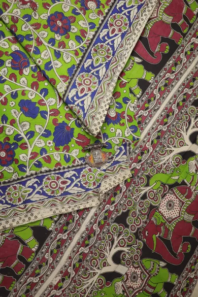 lime-green-flower-kalamkari-saree-kk001334-a