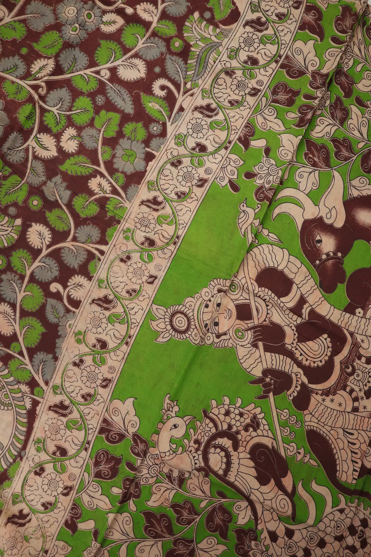 brown-flower-kalamkari-saree-kk001356-c