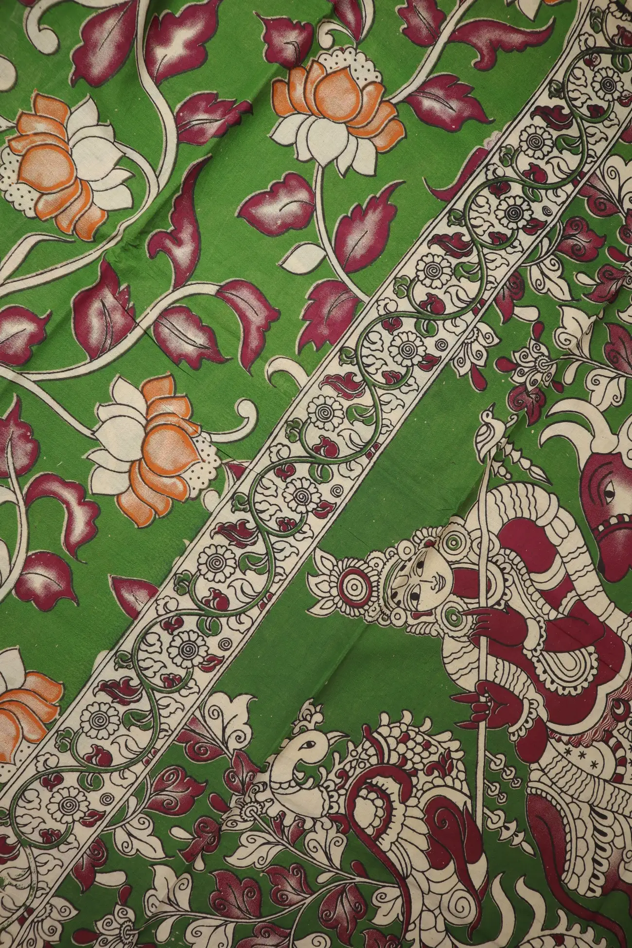 green-flower-kalamkari-saree-kk001336-c